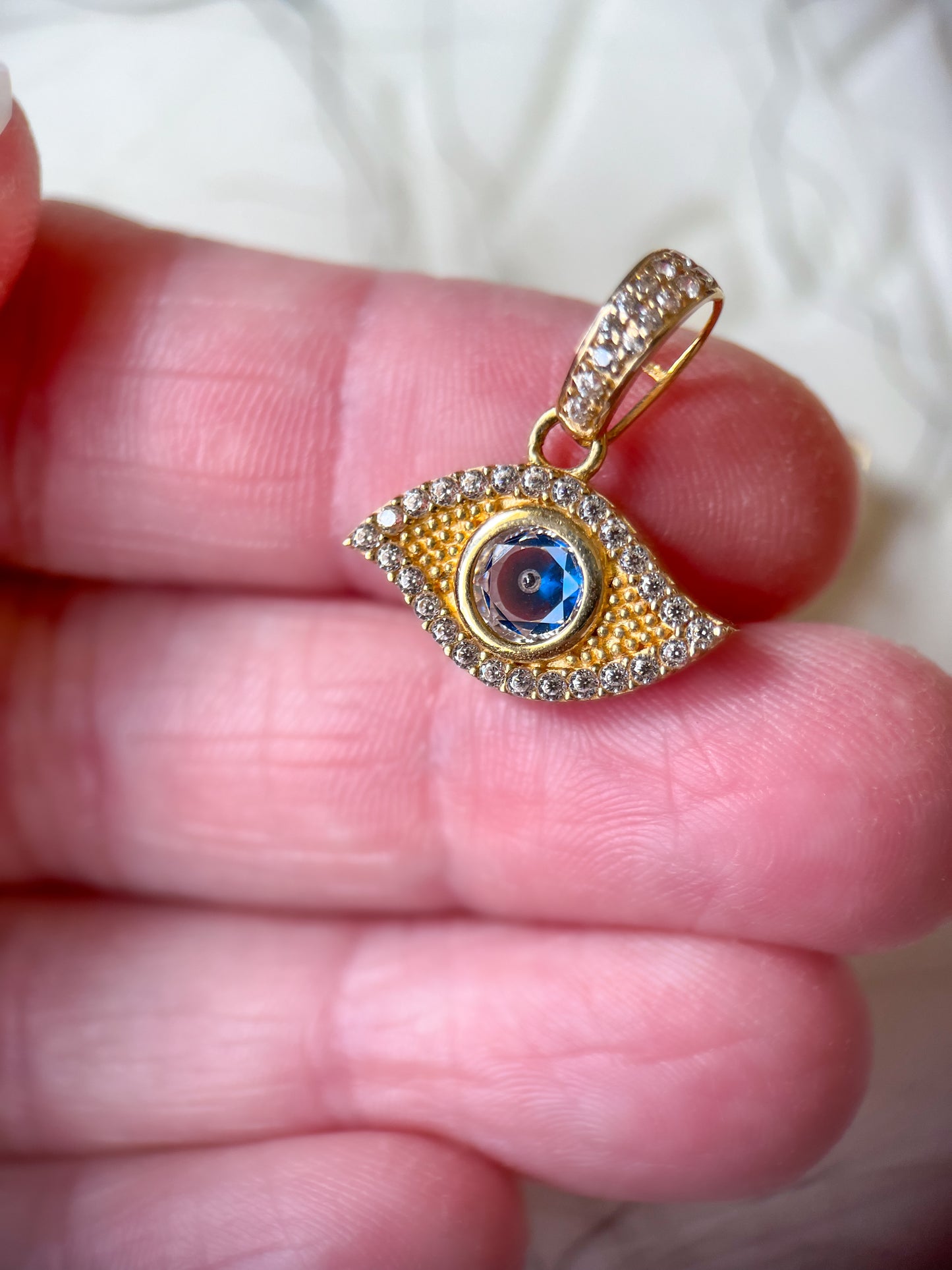 Evil Eye 10k Yellow Gold CZ Charm