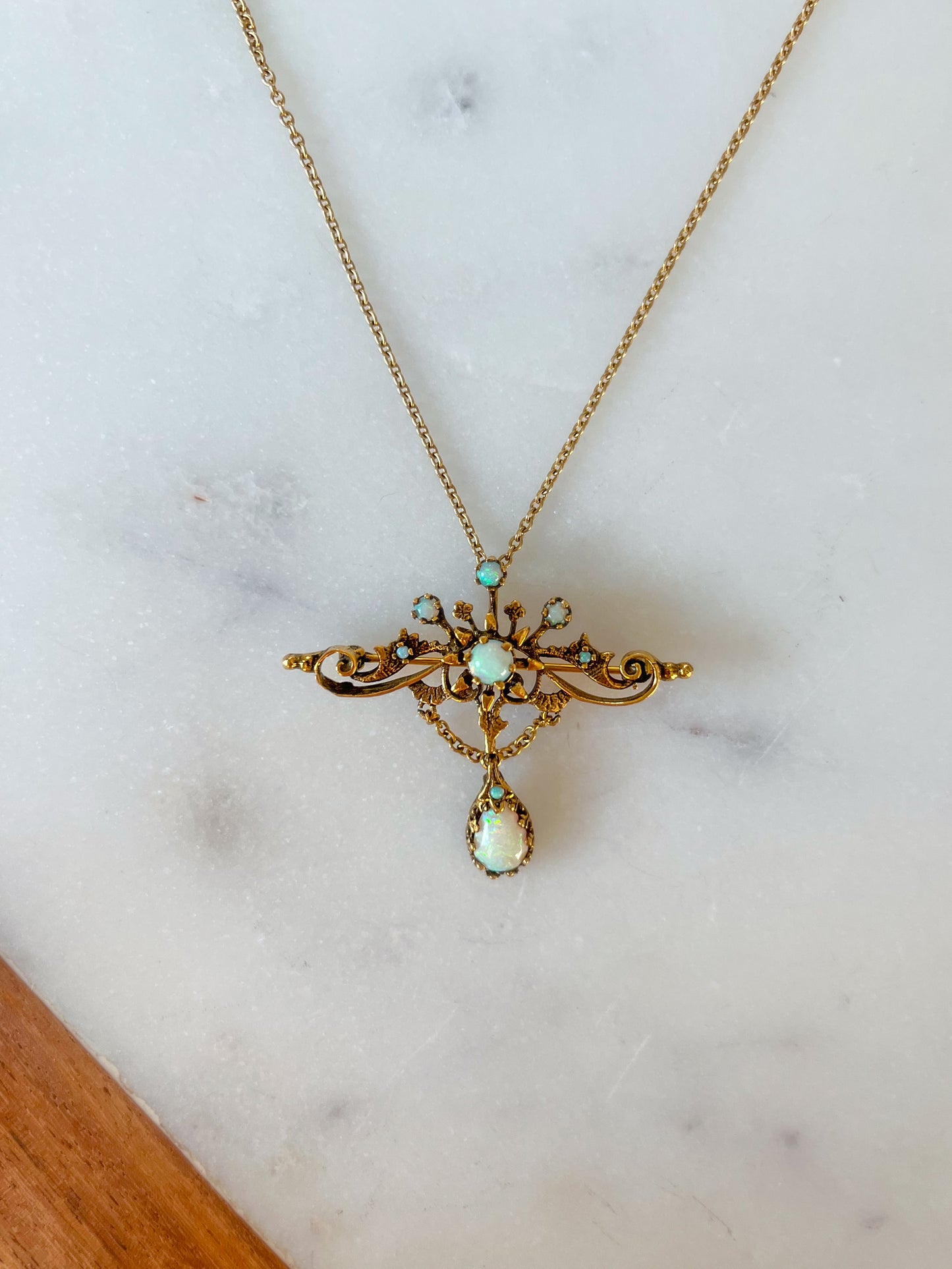 Antique Opal 14k Yellow Gold Pin and Pendant