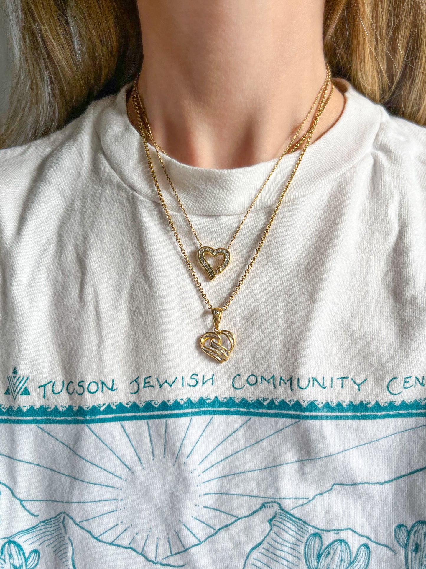 Vintage Natural Diamond Hearts 14k Yellow Gold Charms