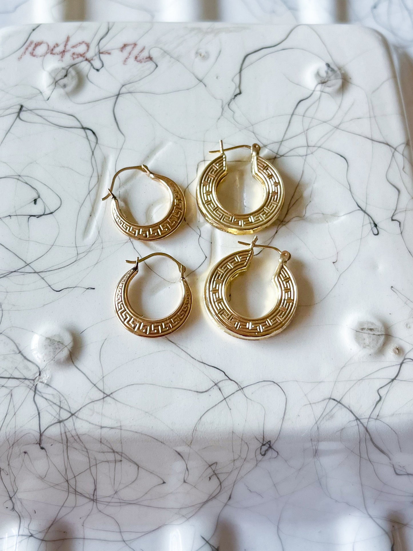 Greek Style Chunky 10k Yellow Gold Hoop Earrings