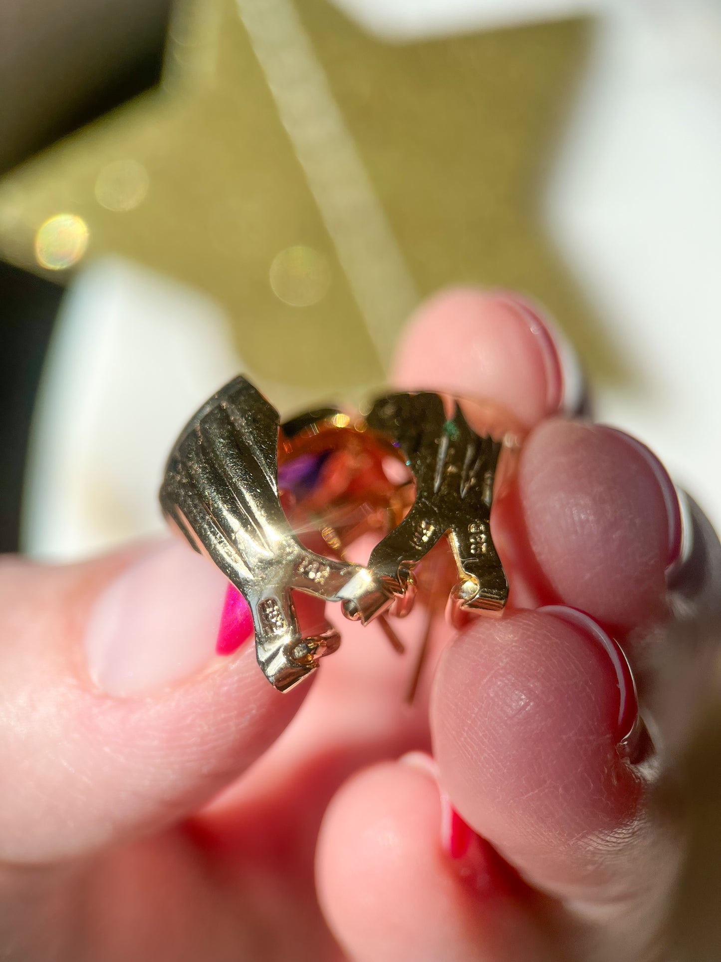 Vintage Natural Amethyst, Peridot and Diamond 14k Yellow Gold Earrings, circa 1980s