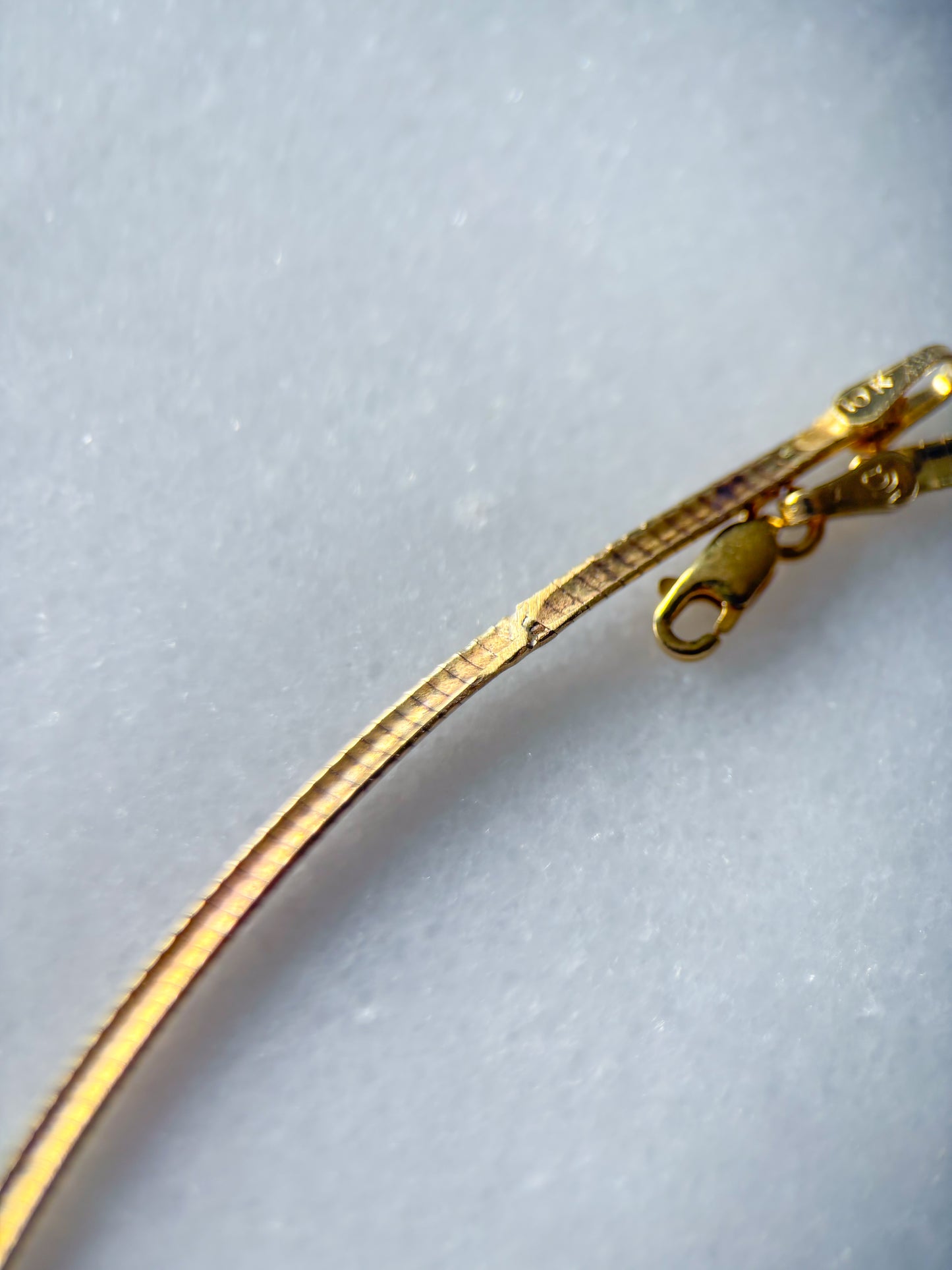 Vintage Thin Omega Slider 10k Yellow Gold Necklace