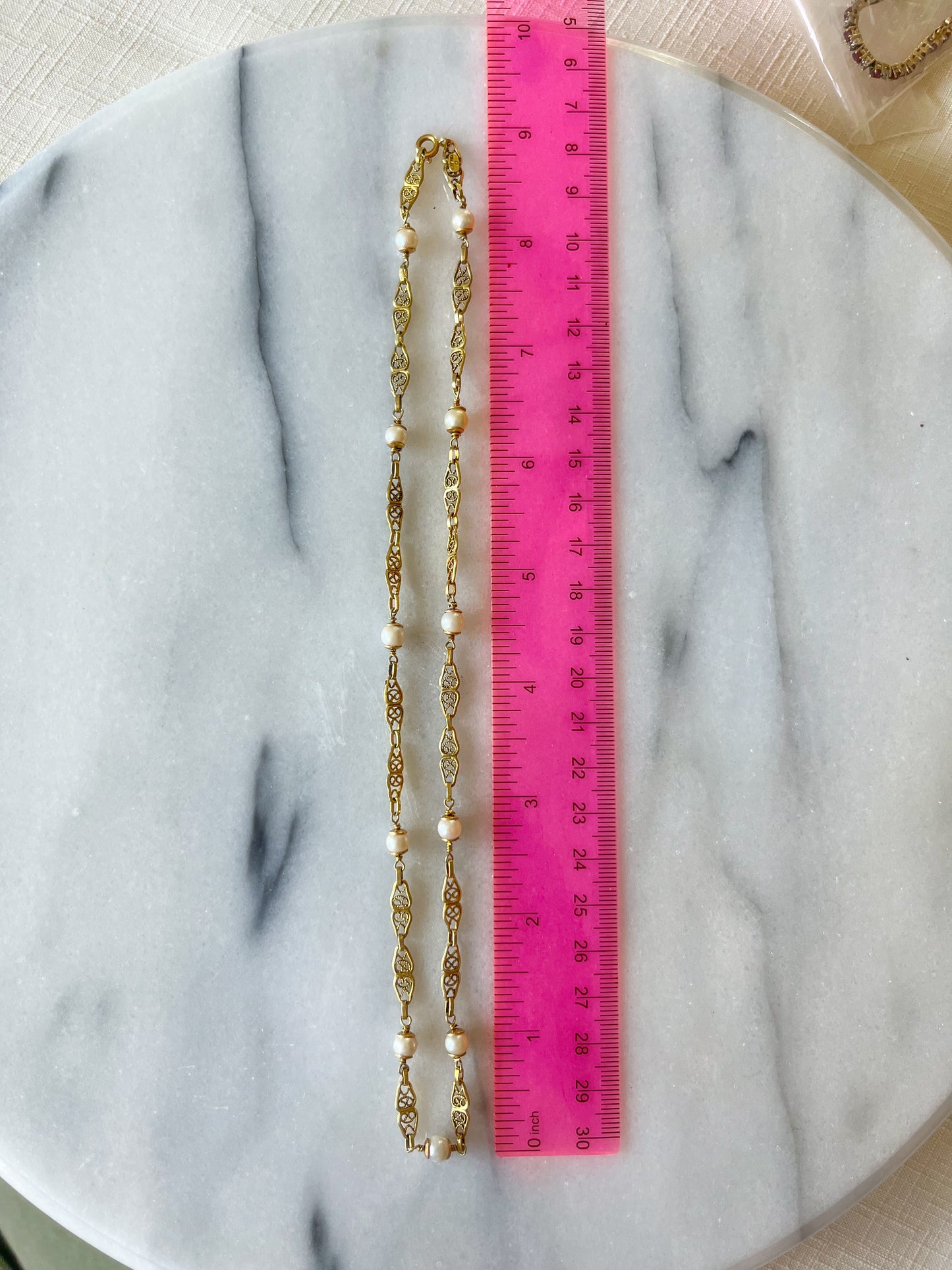 Vintage Pearl and Chain Necklaces in 14k and 18k Yellow Gold