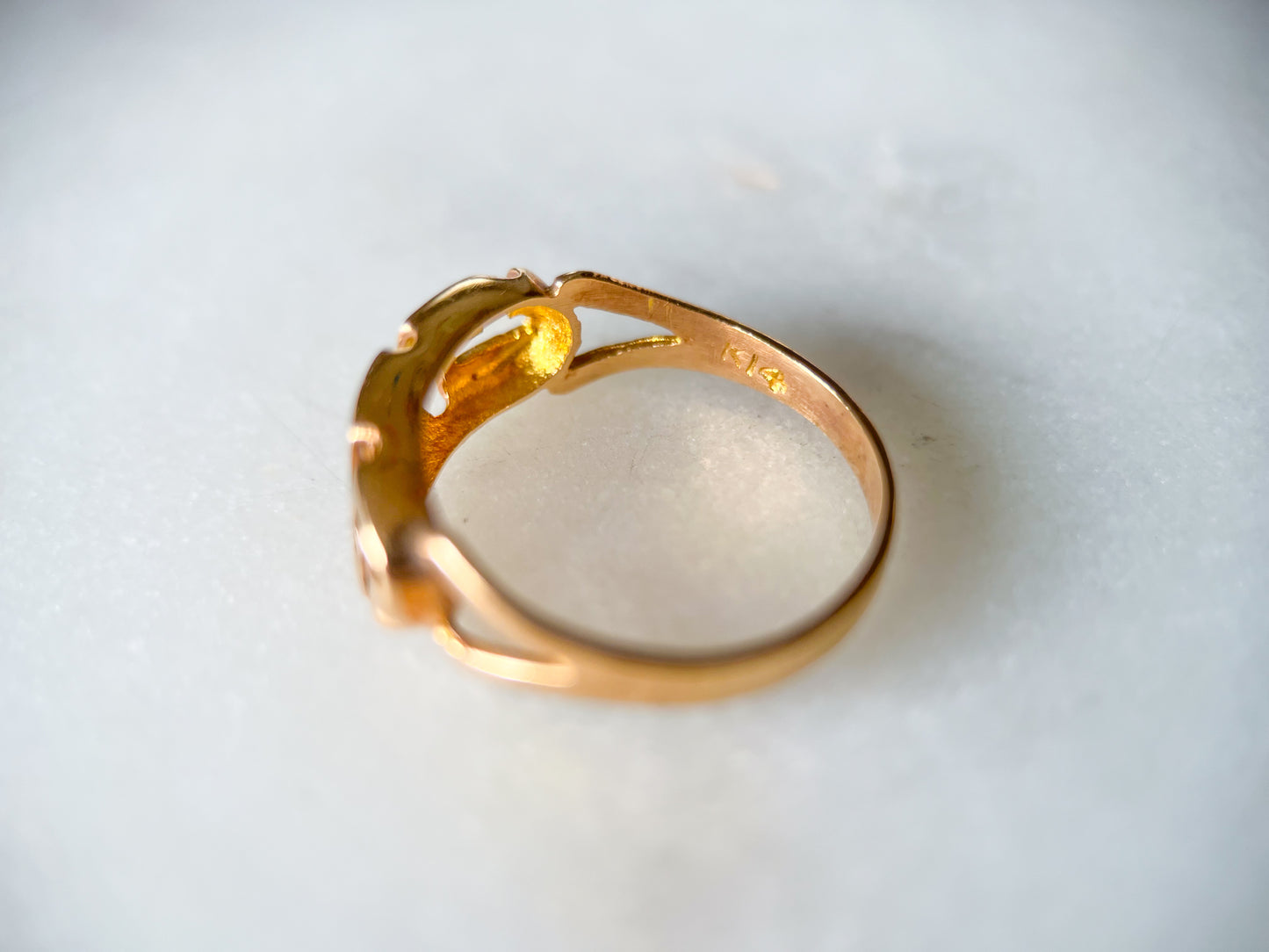 Vintage Geometric 14k Yellow Gold Ring