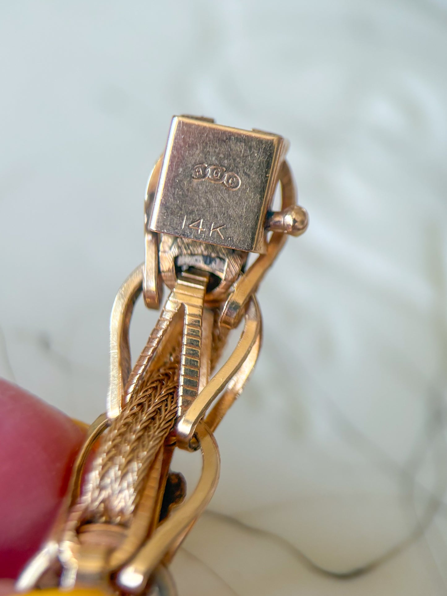 Vintage Link Bracelet with Flowers 14k Yellow Gold 7 Inch Bracelet