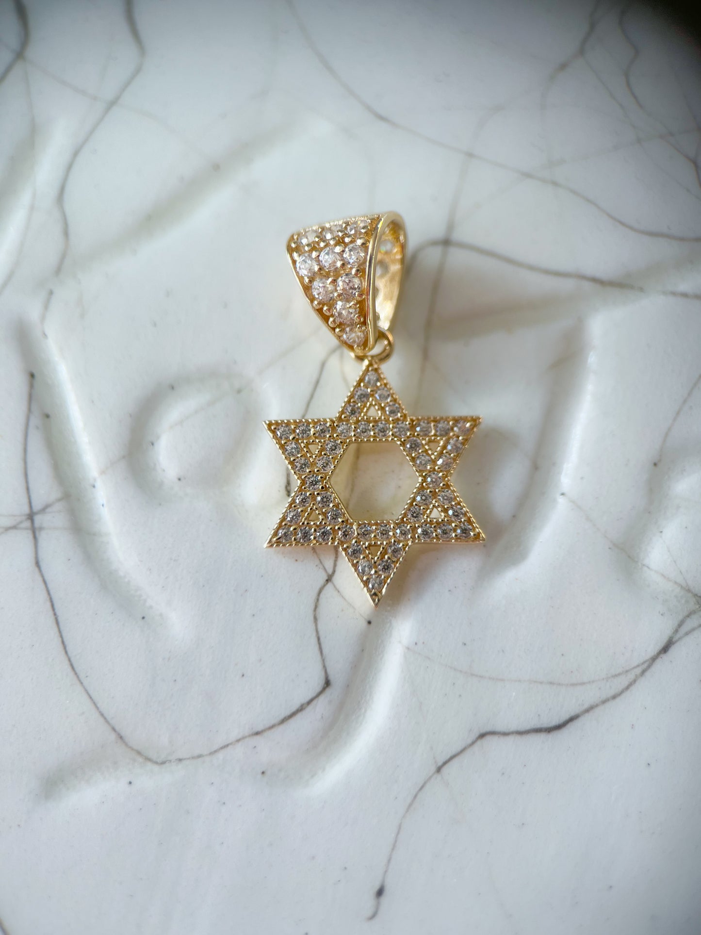 Various 10k Yellow Gold and CZ Star of David Charms