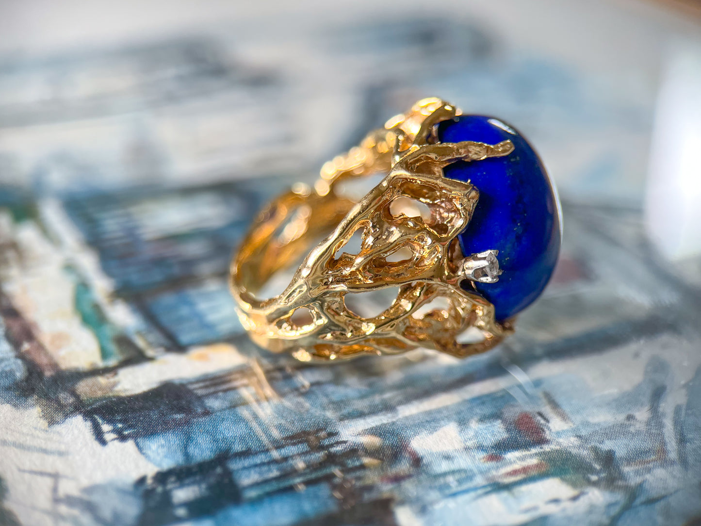 Vintage Lapis Lazuli 18k Gold Ring - Circa 1960s