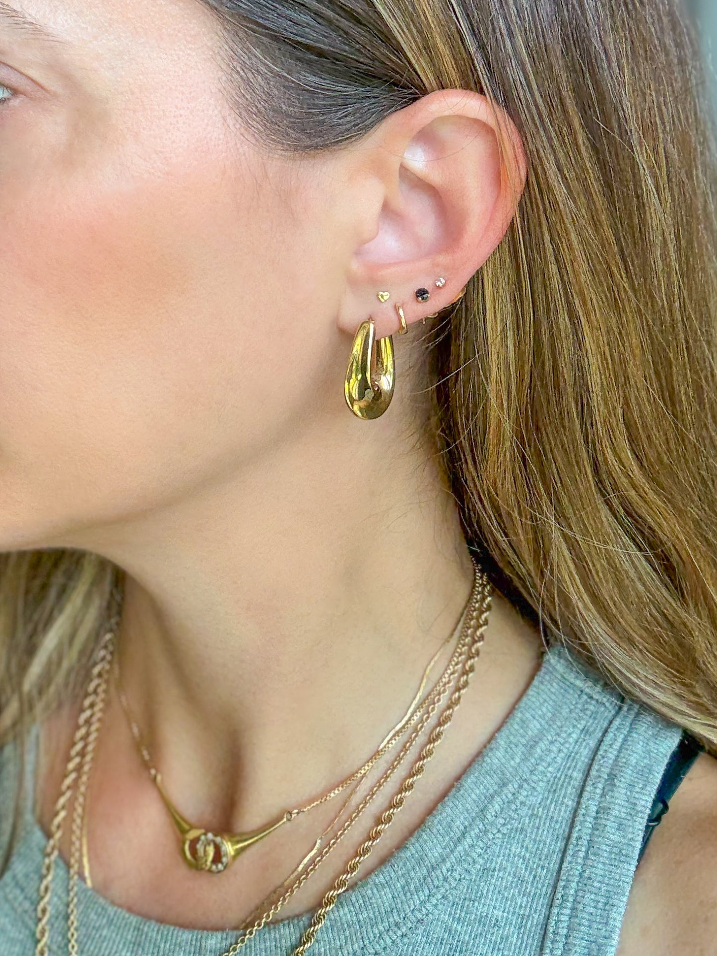 Vintage 14k Yellow Gold Twisted Hoop Earrings