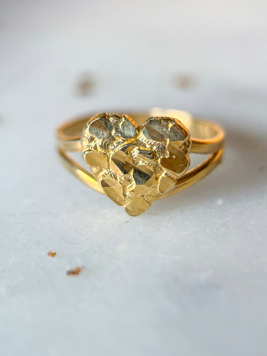 Vintage Heart Nugget 10k Yellow Gold Ring