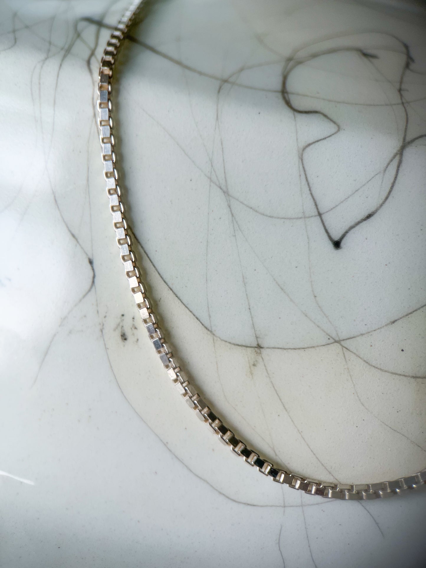 Vintage Box Chain Sterling Silver 30 Inch Necklace
