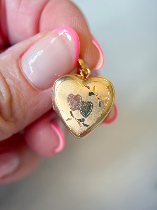 Vintage Heart Locket 14k Yellow Gold Charm