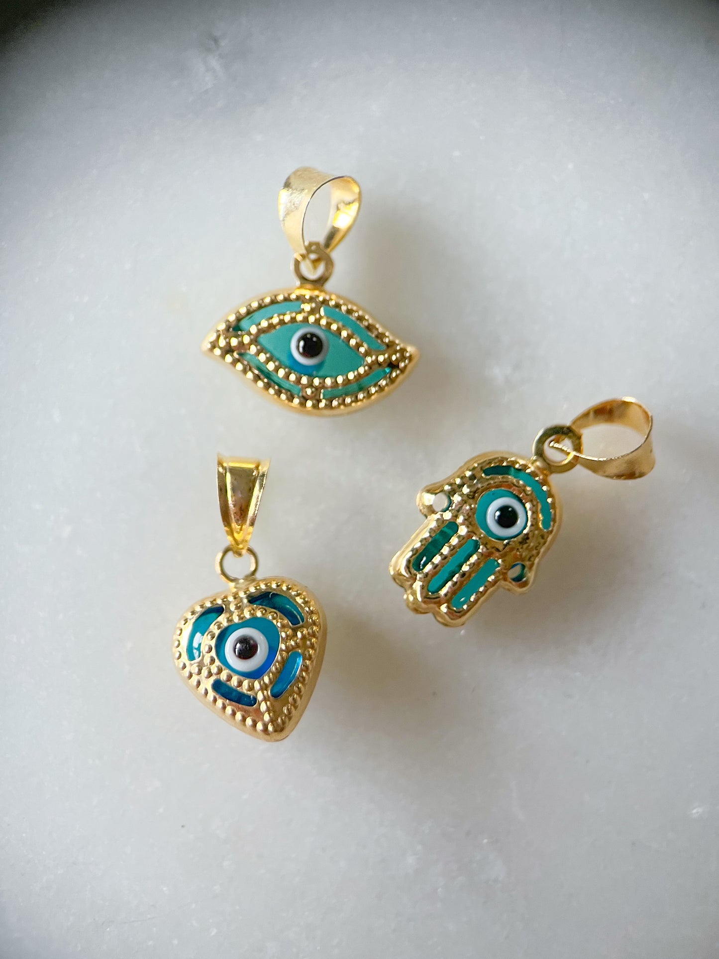 Heart Evil Eye 14k Yellow Gold Charm