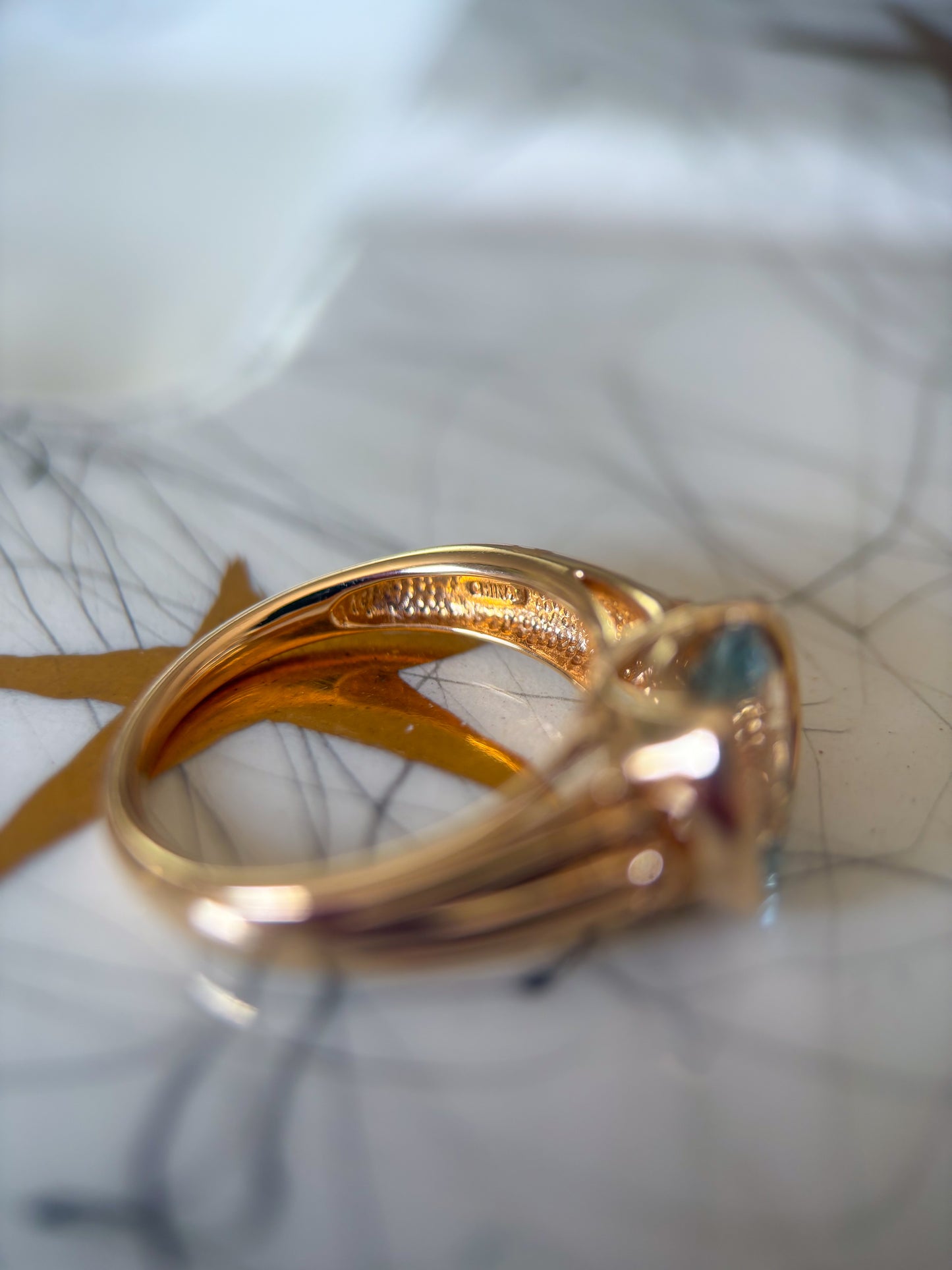 Vintage Synthetic Aquamarine 14k Yellow Gold Ring