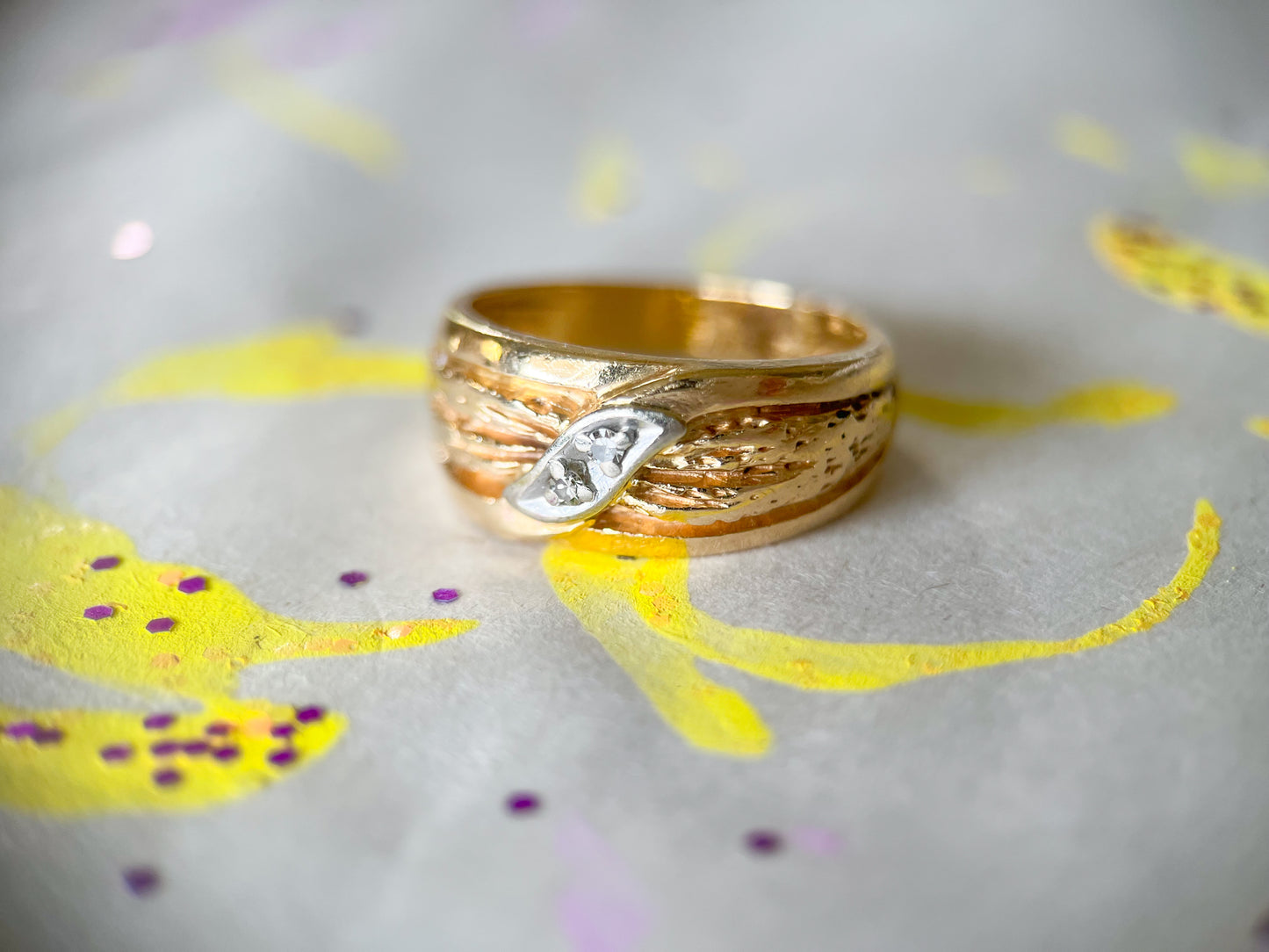 Vintage Natural Diamond 14k Yellow Gold Ring