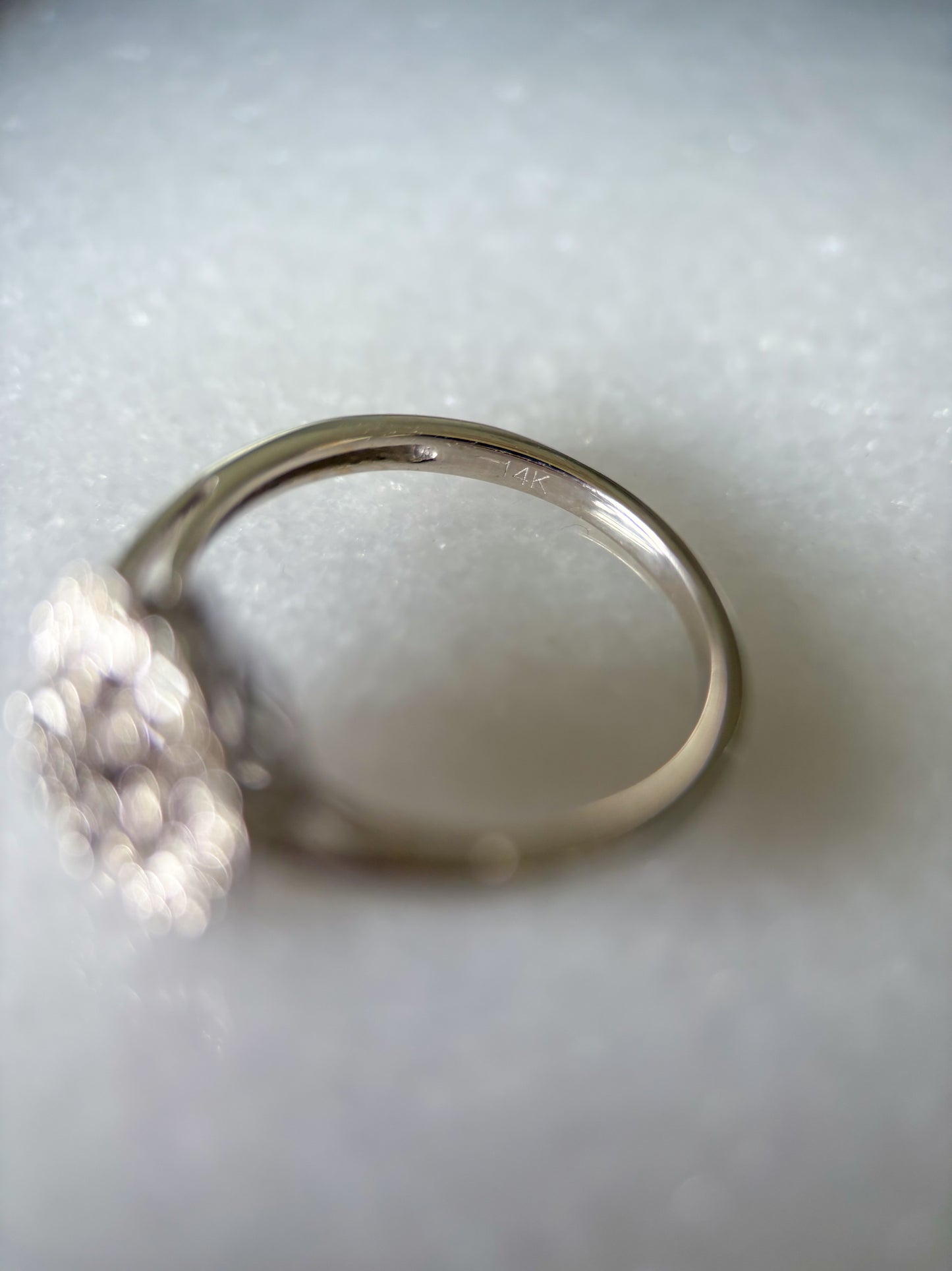 Vintage Natural Black Diamond Flower 14k White Gold Ring