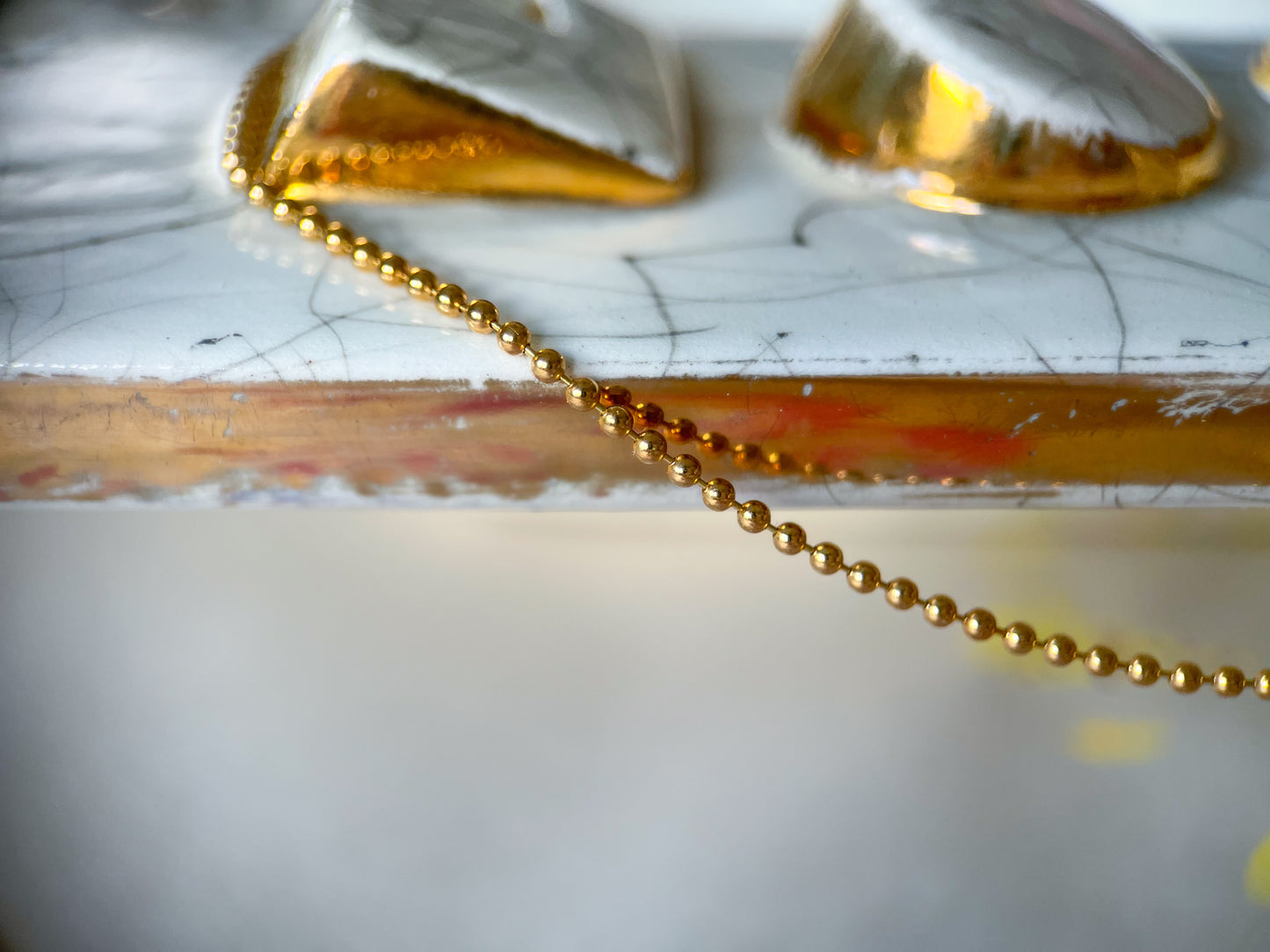 Vintage Ball Chain 14k Yellow Gold 16 Inch Necklace