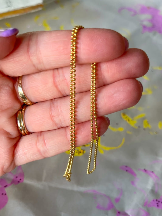 Vintage Ball Chain 14k Yellow Gold 16 Inch Necklace