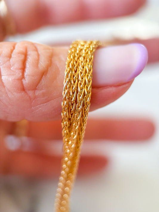 Vintage Wheat Chain 14k Yellow Gold 30 Inch Chain Necklace
