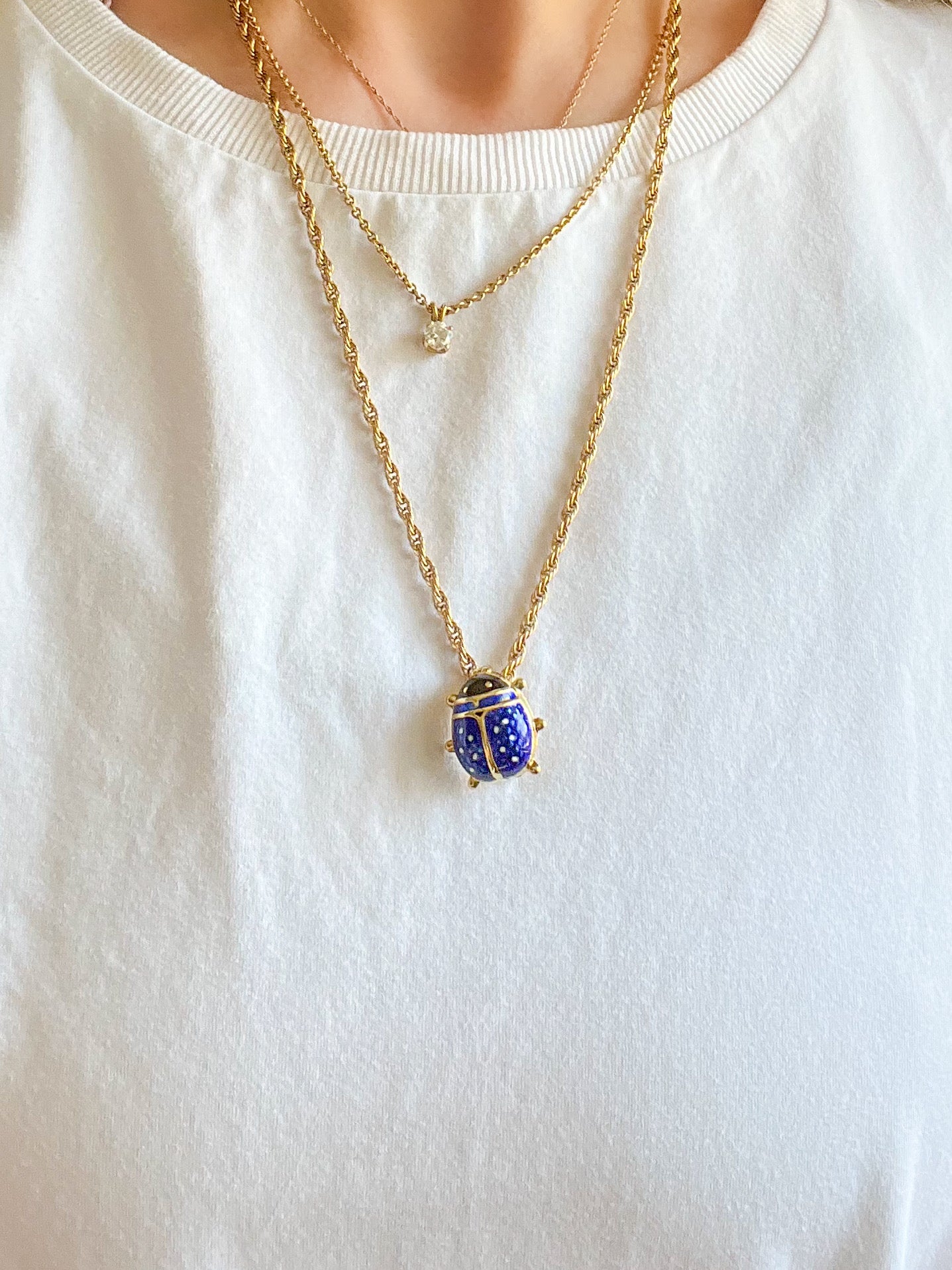 Vintage UnoAErre Ladybug Enamel 14k Yellow Gold Pin (can be converted into a charm)