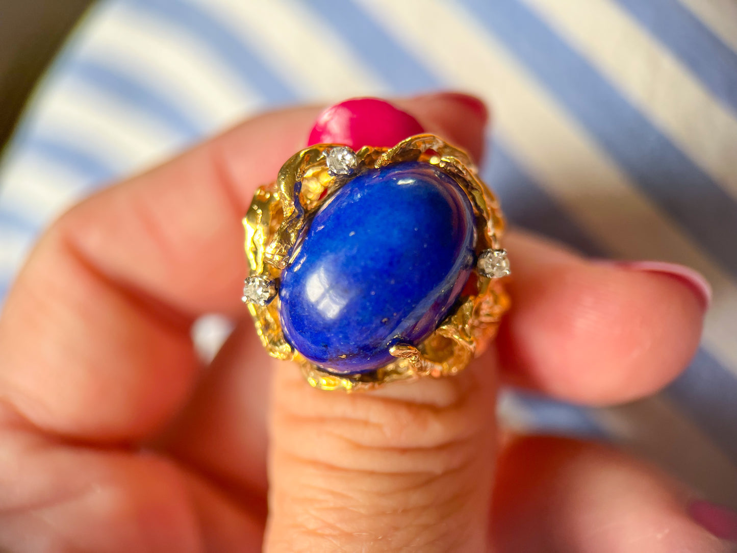 Vintage Lapis Lazuli 18k Gold Ring - Circa 1960s