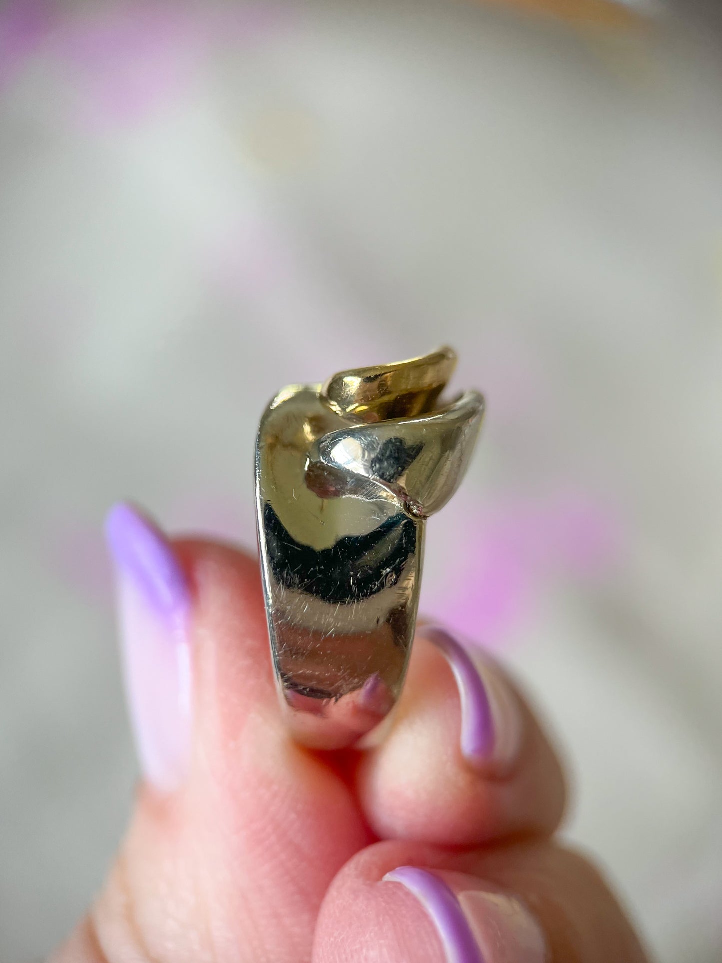 Vintage Chunky Two Toned 14k Yellow and White Gold Ring