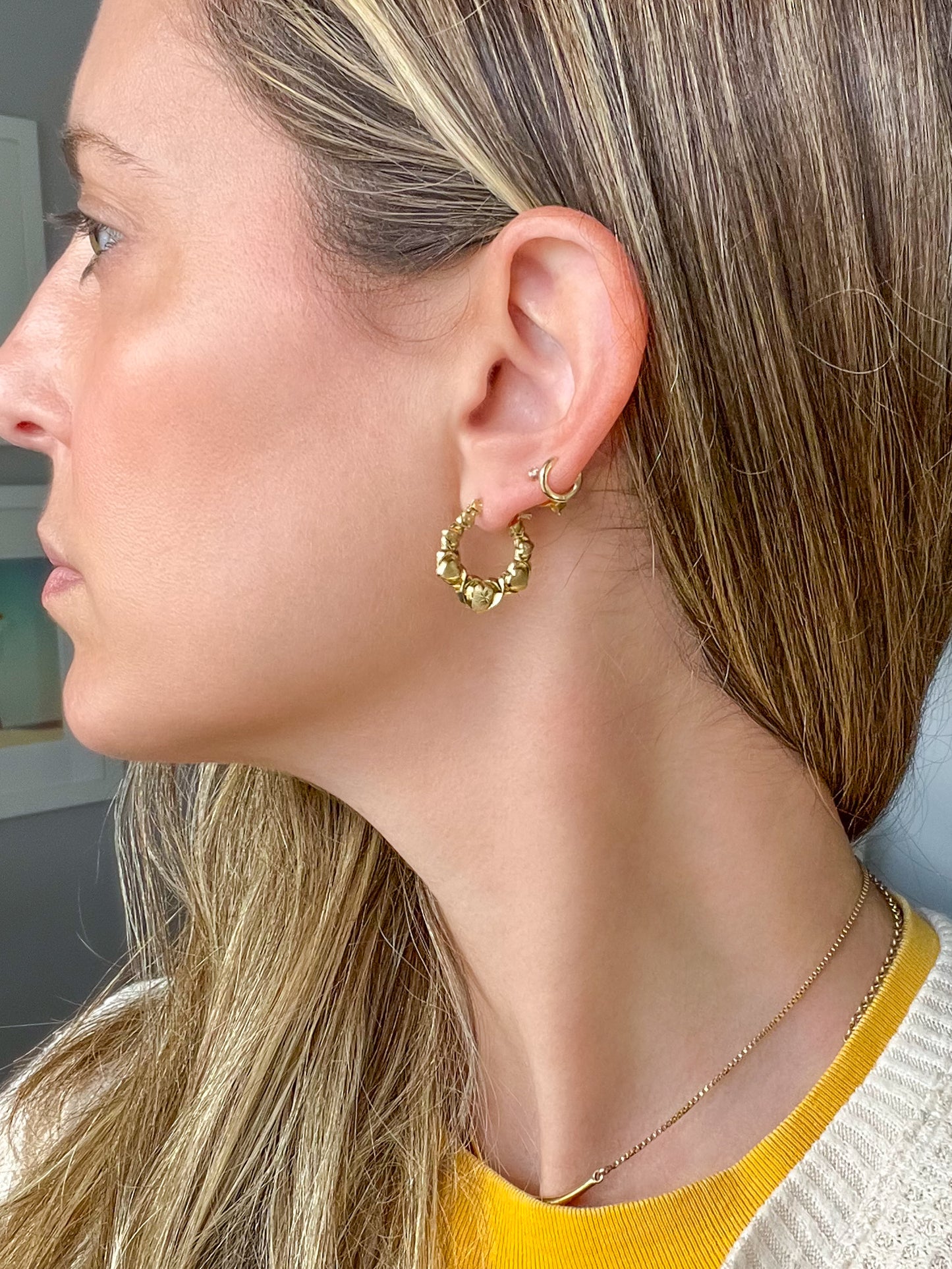 Various Heart 10k Yellow Gold Hoops - 3 Sizes