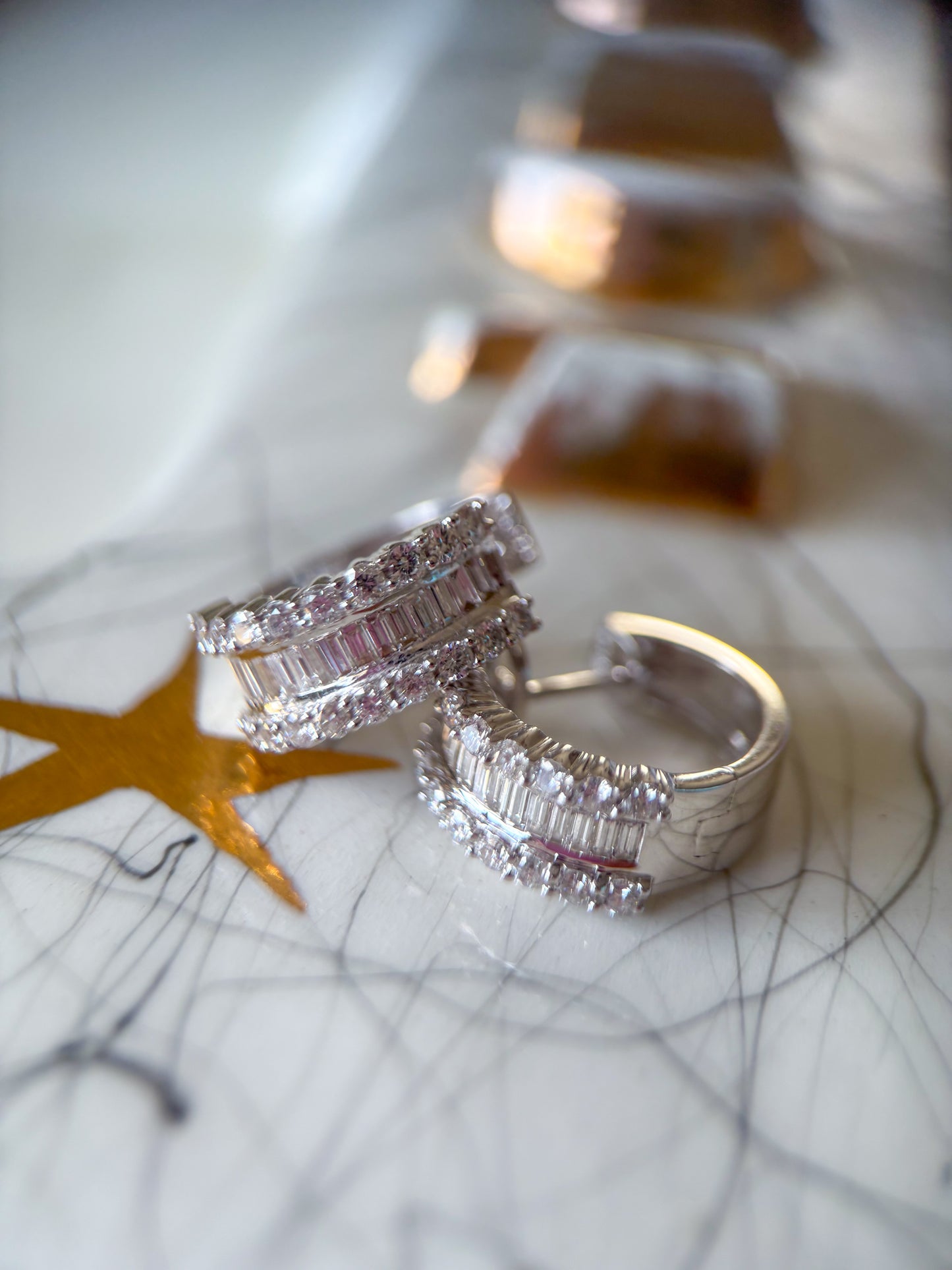 Vintage Natural Diamond 14k White Gold Huggies