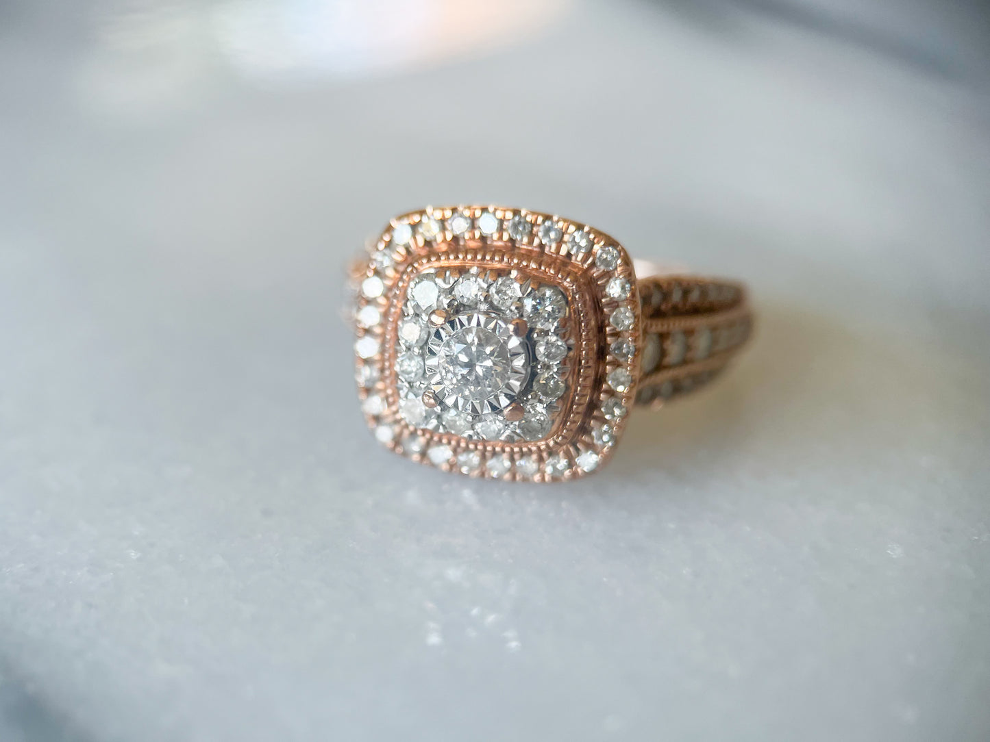 Natural Diamond 10k Rose Gold Ring