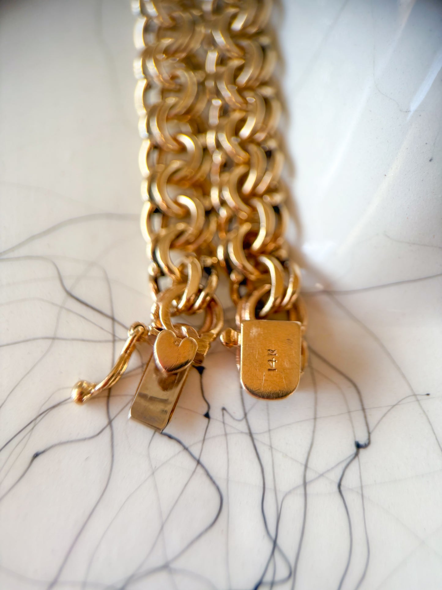 Vintage Round Multi Link 14k Yellow Gold 7.5 Inch Bracelet