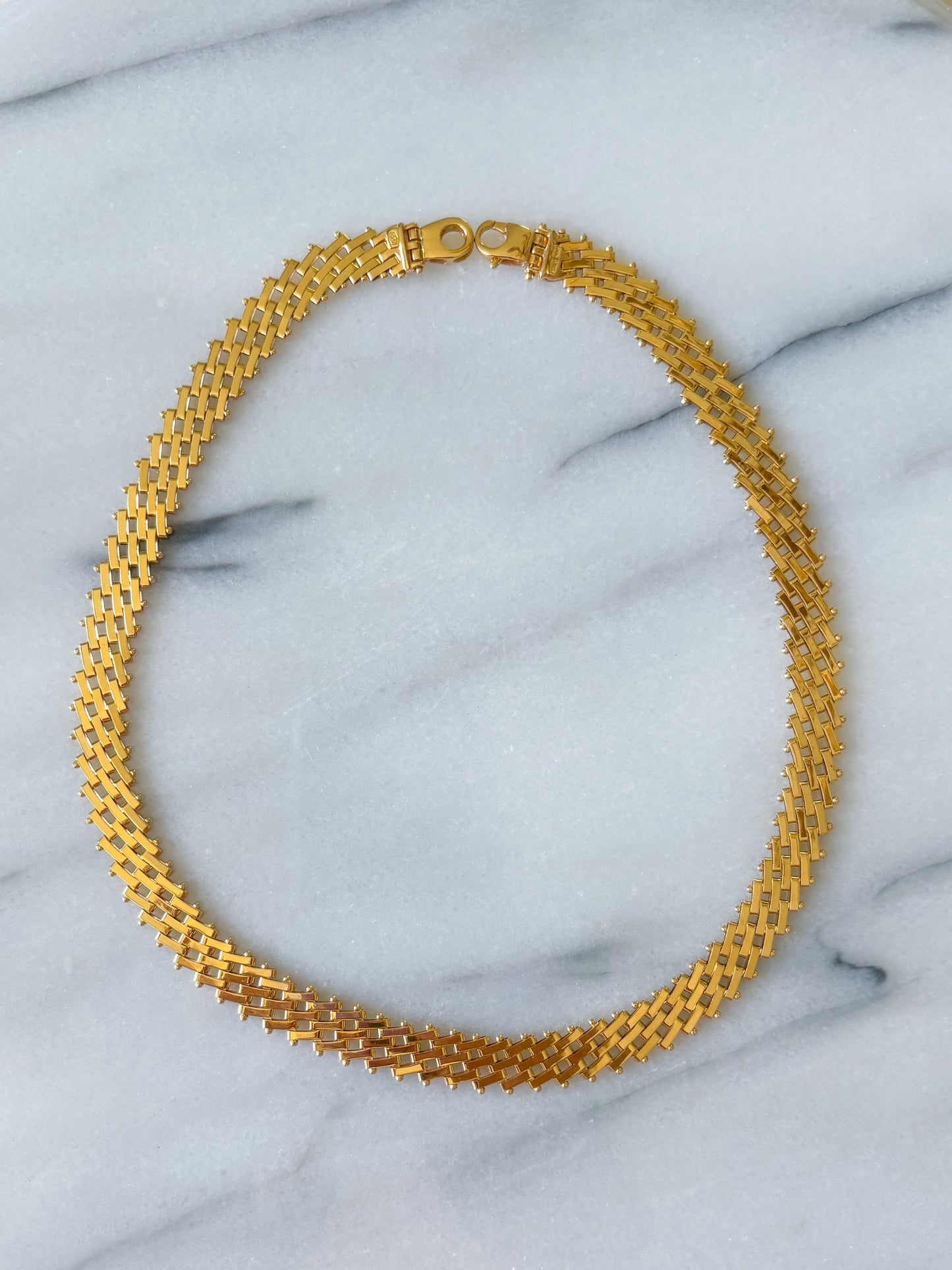 Vintage Thick Link 14k Yellow Gold 17 Inch Chain Necklace