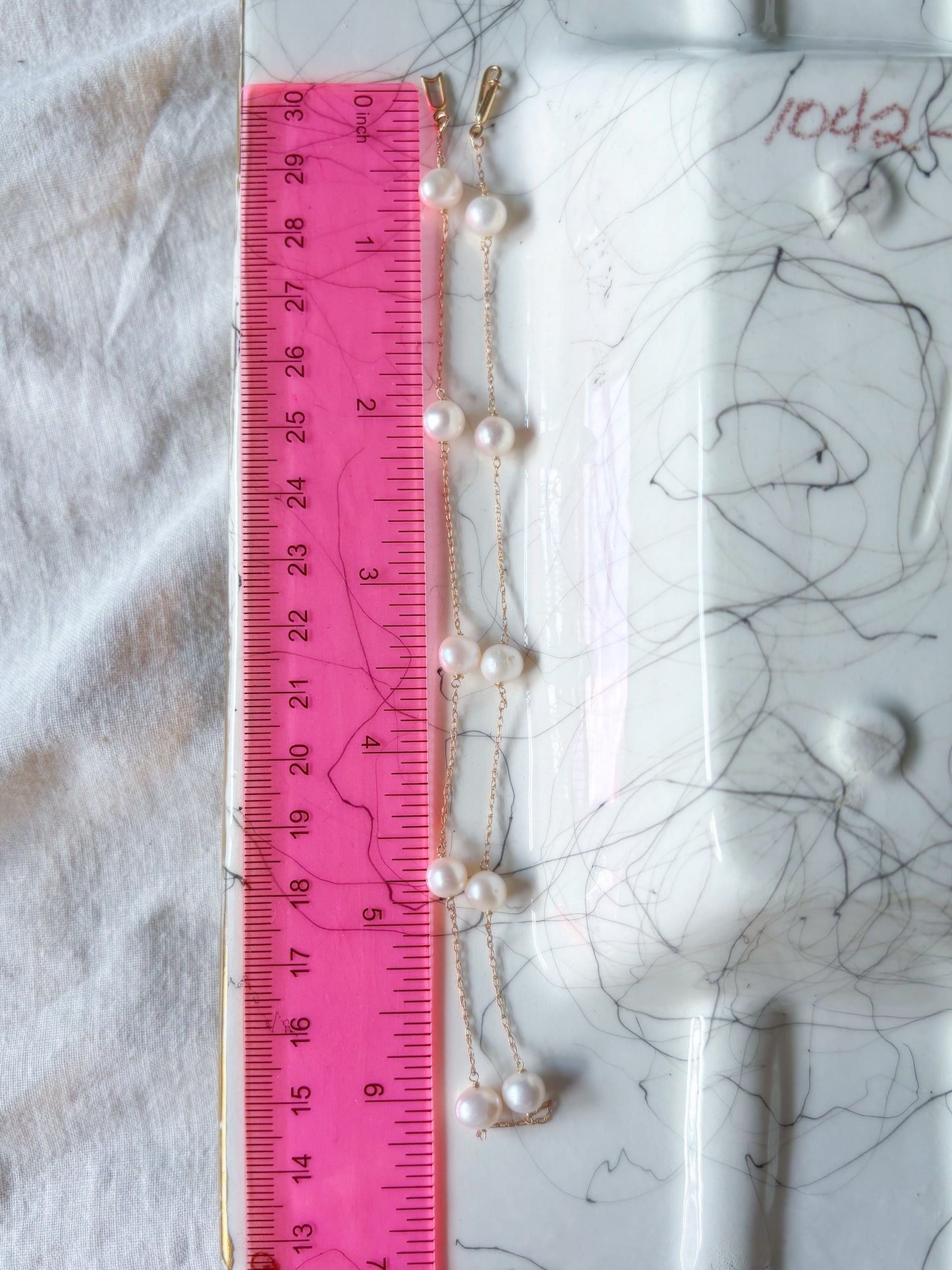 Vintage Natural Pearl 14k Yellow Gold 14 Inch Chain Necklace