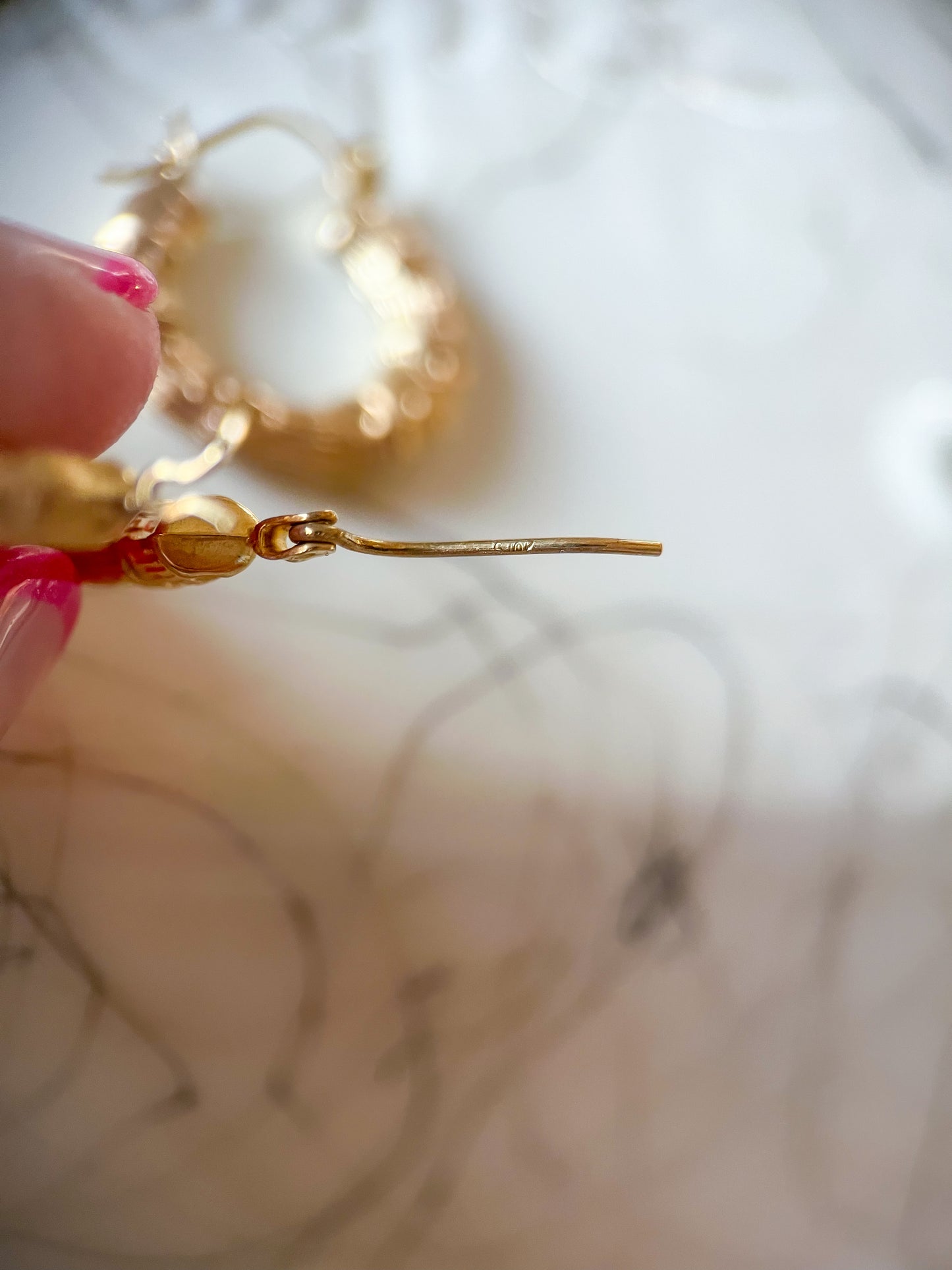 Bamboo Chunky 10k Yellow Gold Hoop Earrings