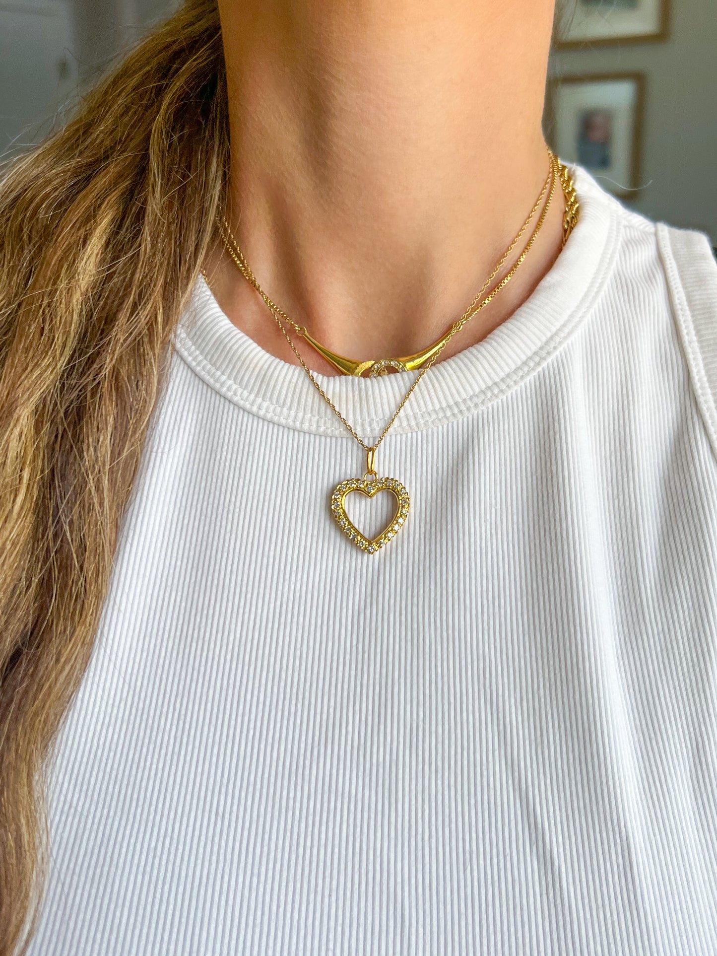 Vintage Natural Diamond Open Heart Charm