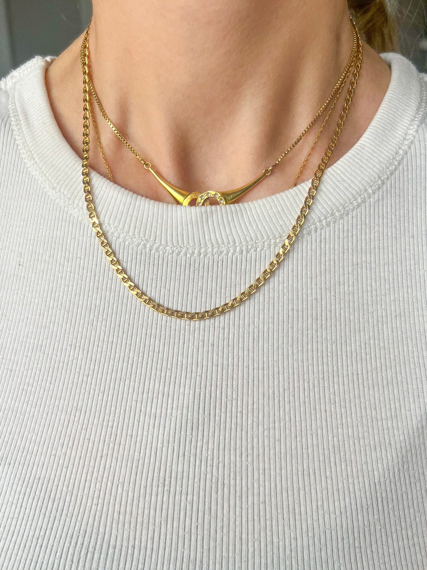 Vintage Flat Mariner 14k Yellow Gold Chain 17 Inch Necklace