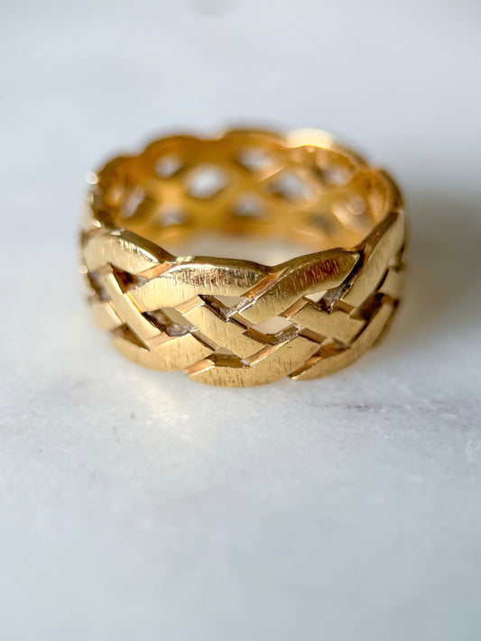 Vintage Braided 14k Yellow Gold Band