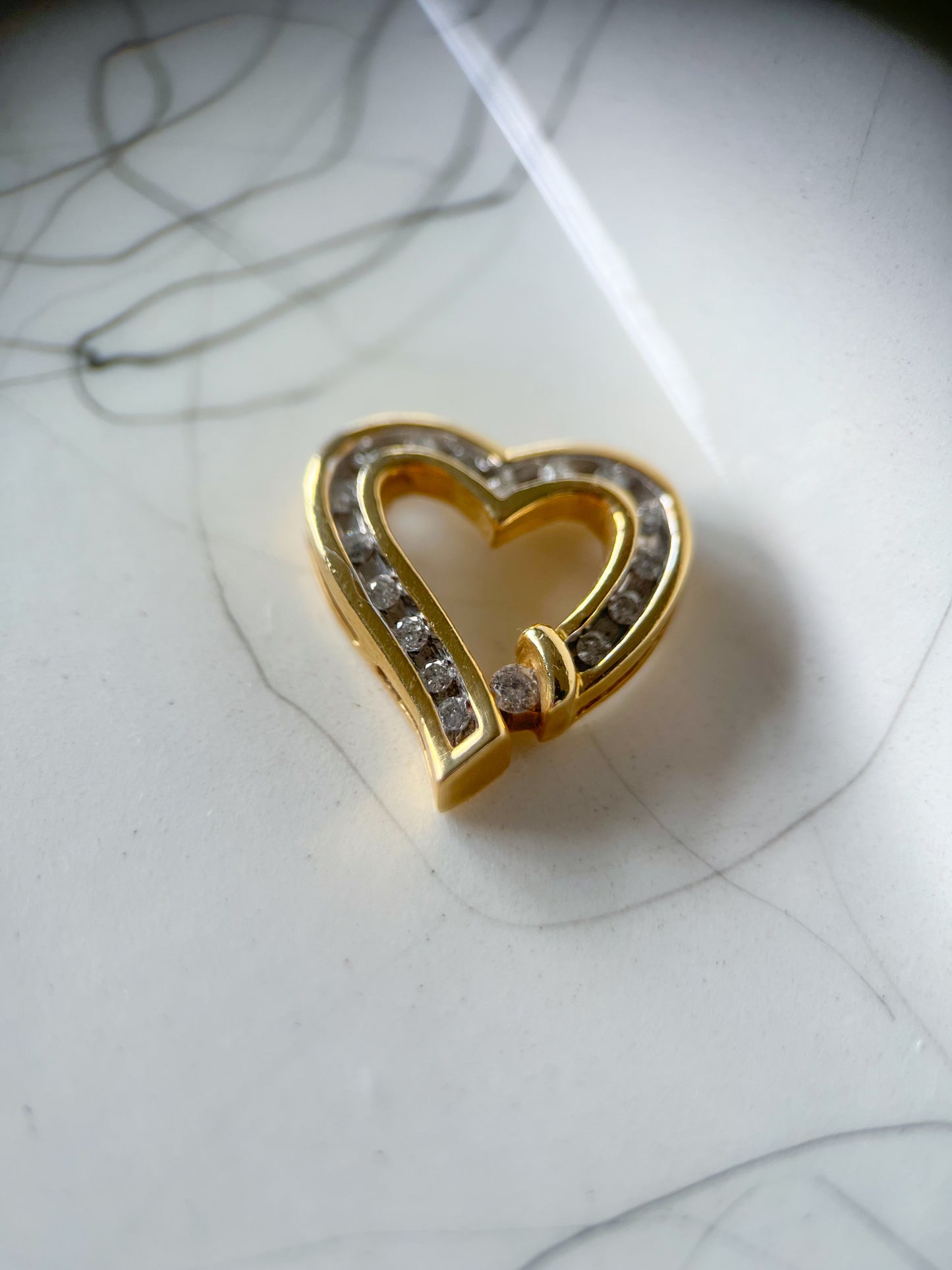 Vintage Natural Diamond Hearts 14k Yellow Gold Charms