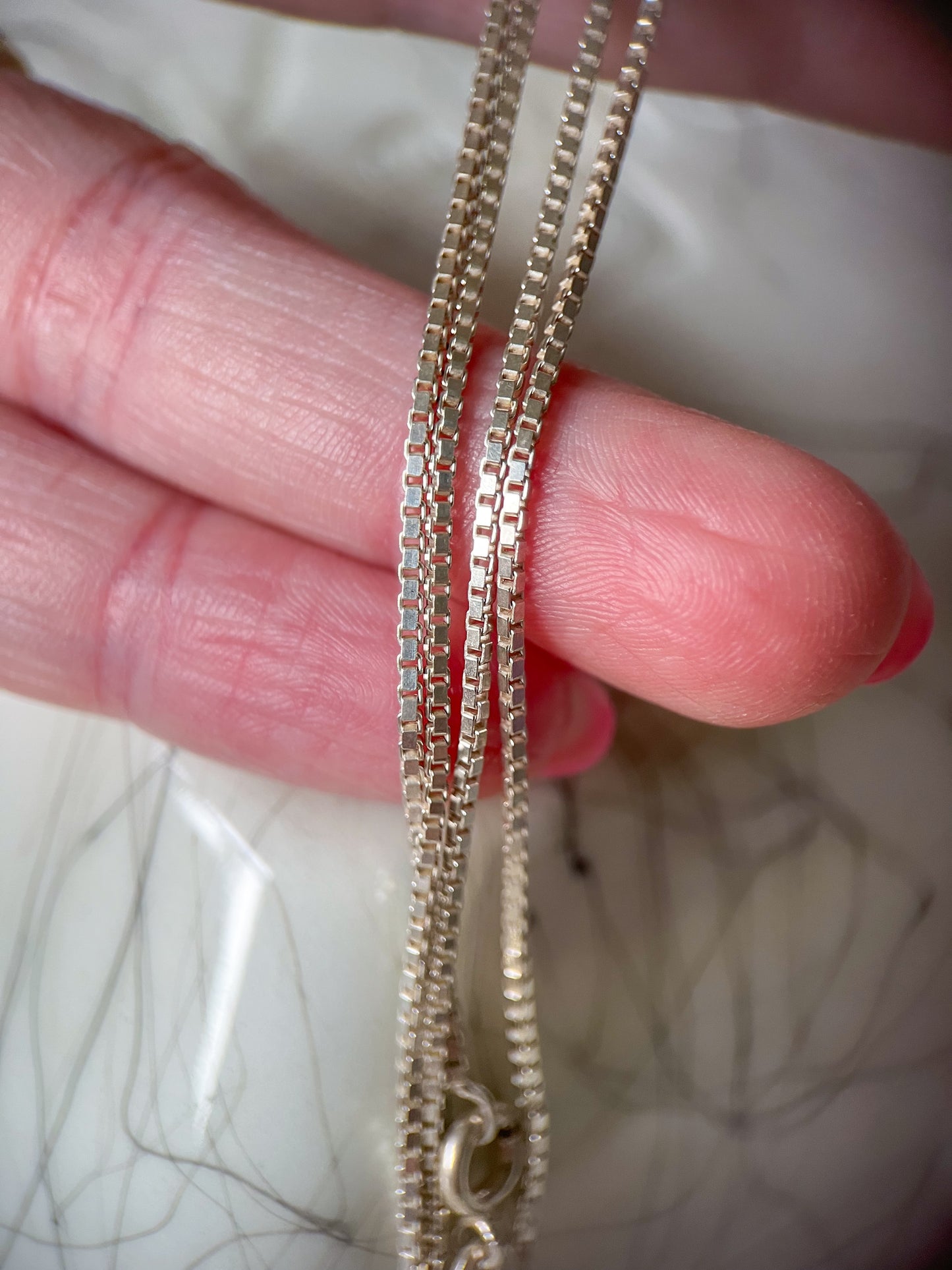 Vintage Box Chain Sterling Silver 30 Inch Necklace