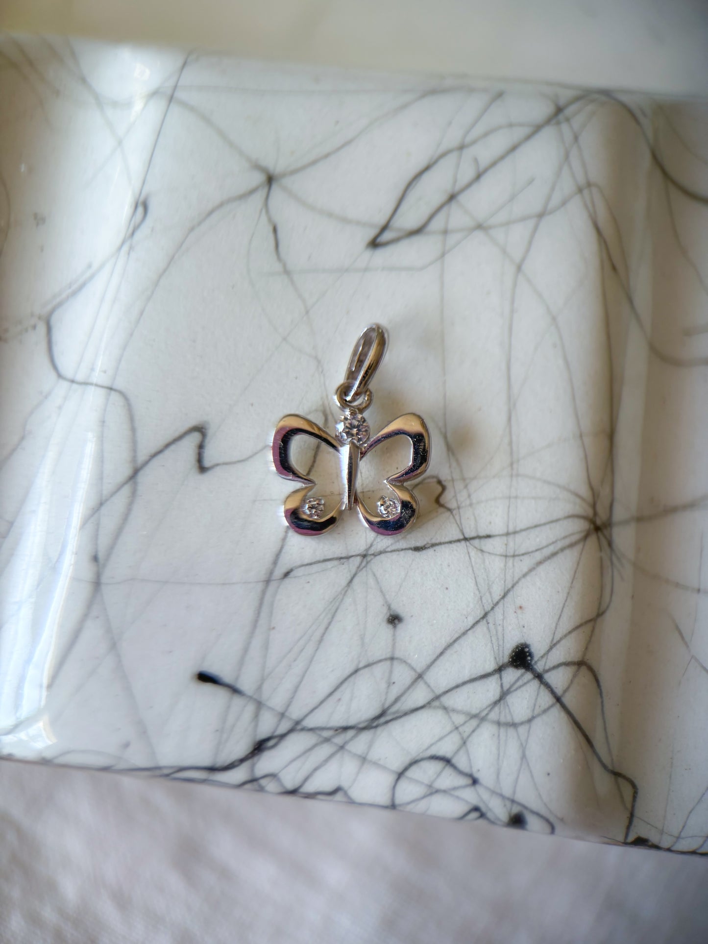 Sweet Butterfly 14k White Gold with CZ Charm
