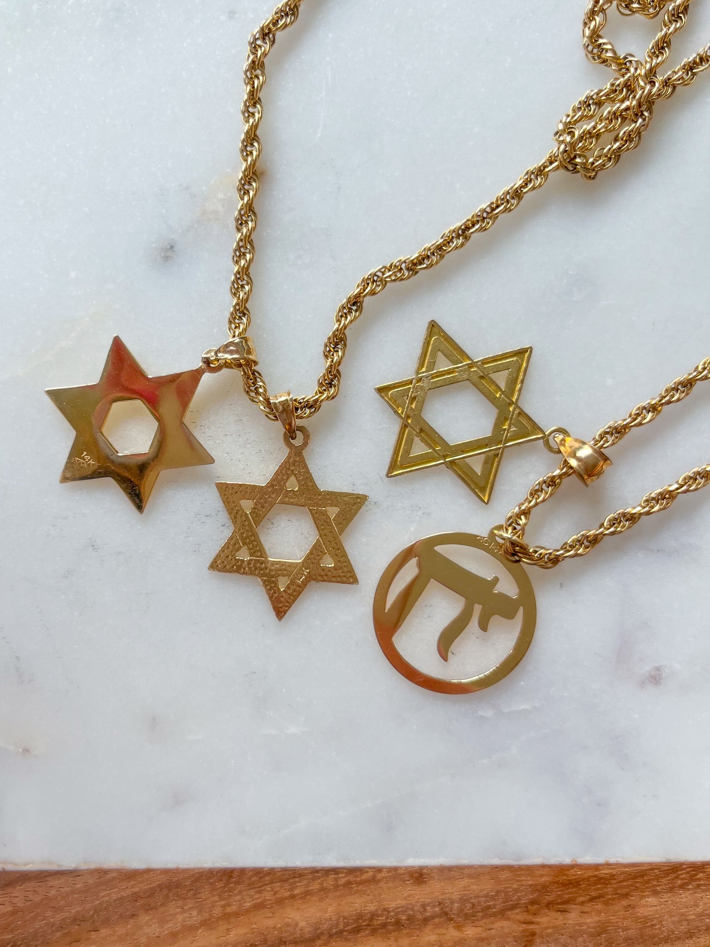 14k Yellow Gold Star of David Charm