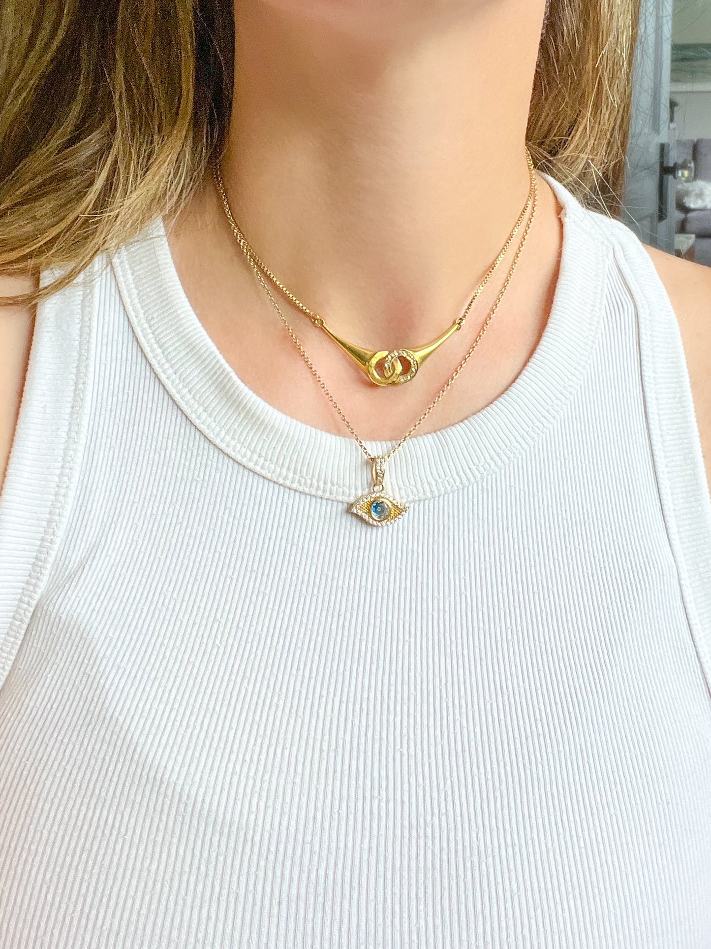 Evil Eye 10k Yellow Gold CZ Charm