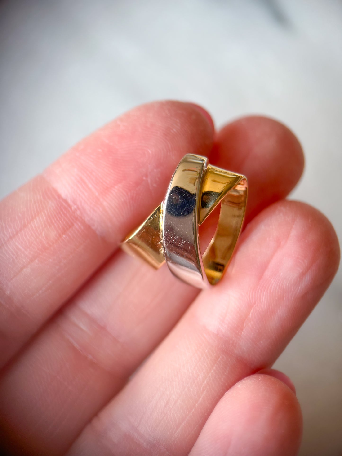 Vintage Two Toned Slider in 14k Yellow and White Gold