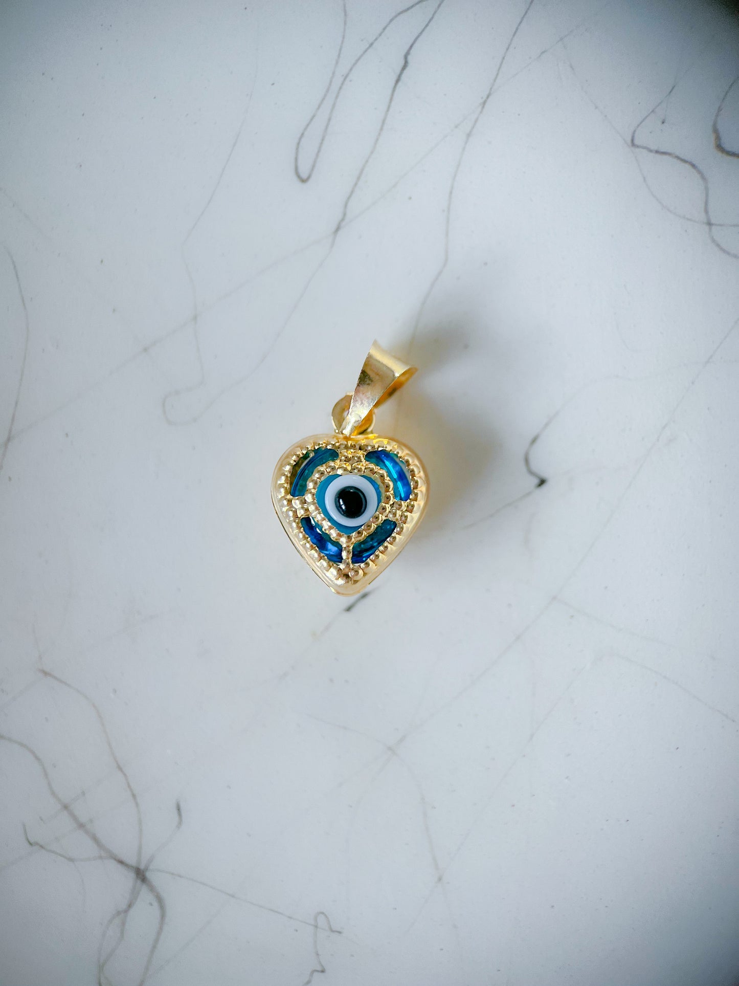 Heart Evil Eye 14k Yellow Gold Charm