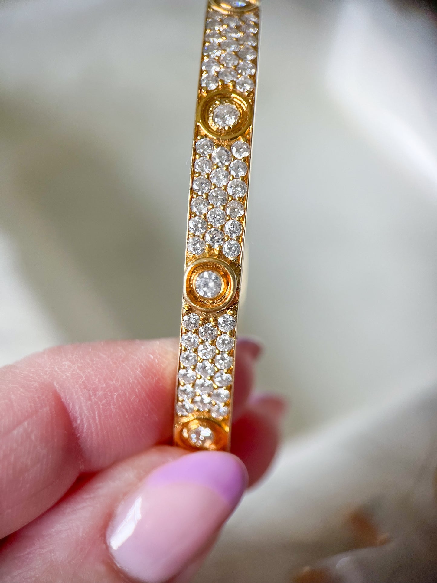 14k Yellow Gold and Natural Diamond Bangle