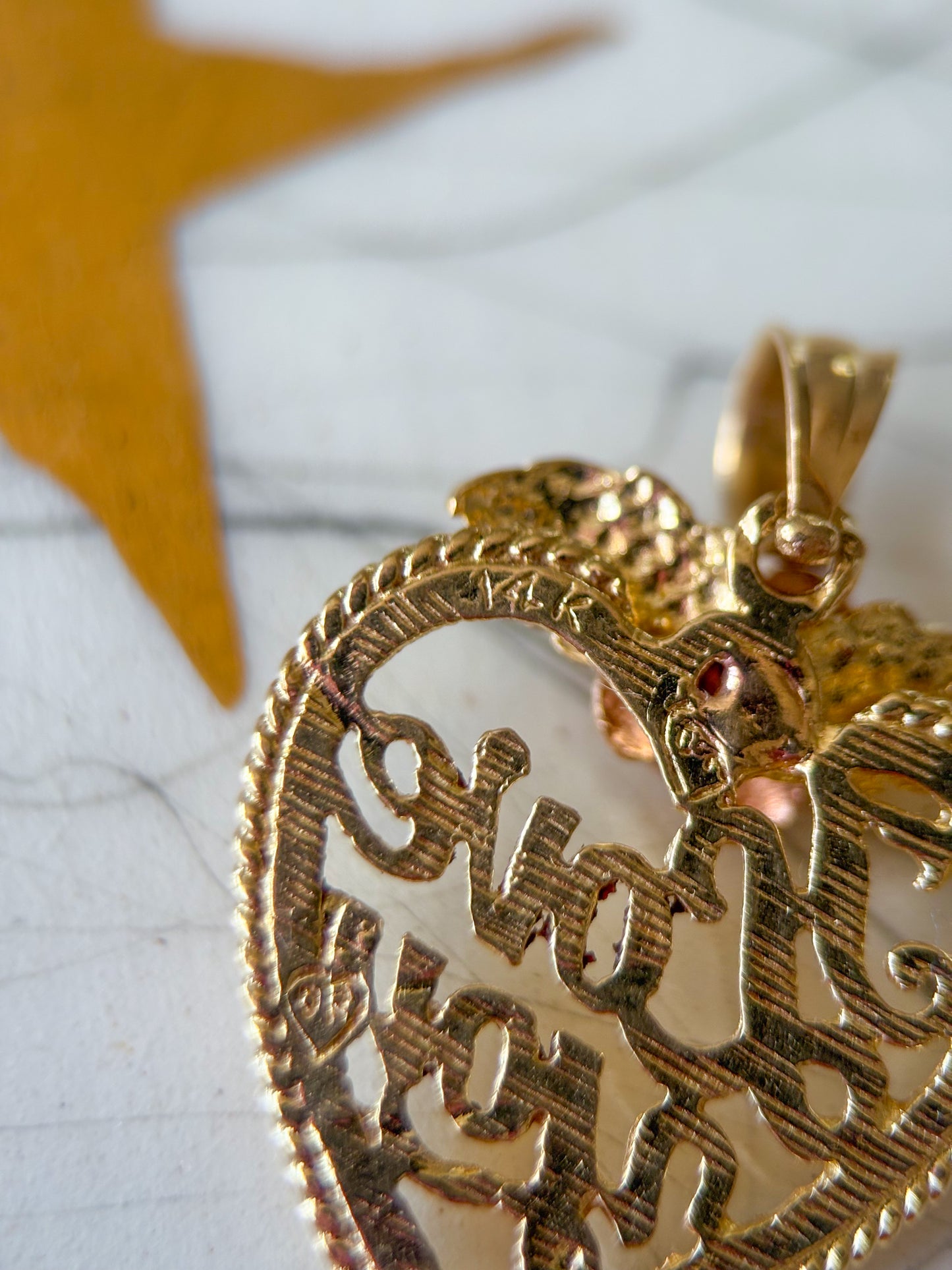 Vintage “I Love You” Heart Two Toned 14k Yellow and Rose Gold Charm