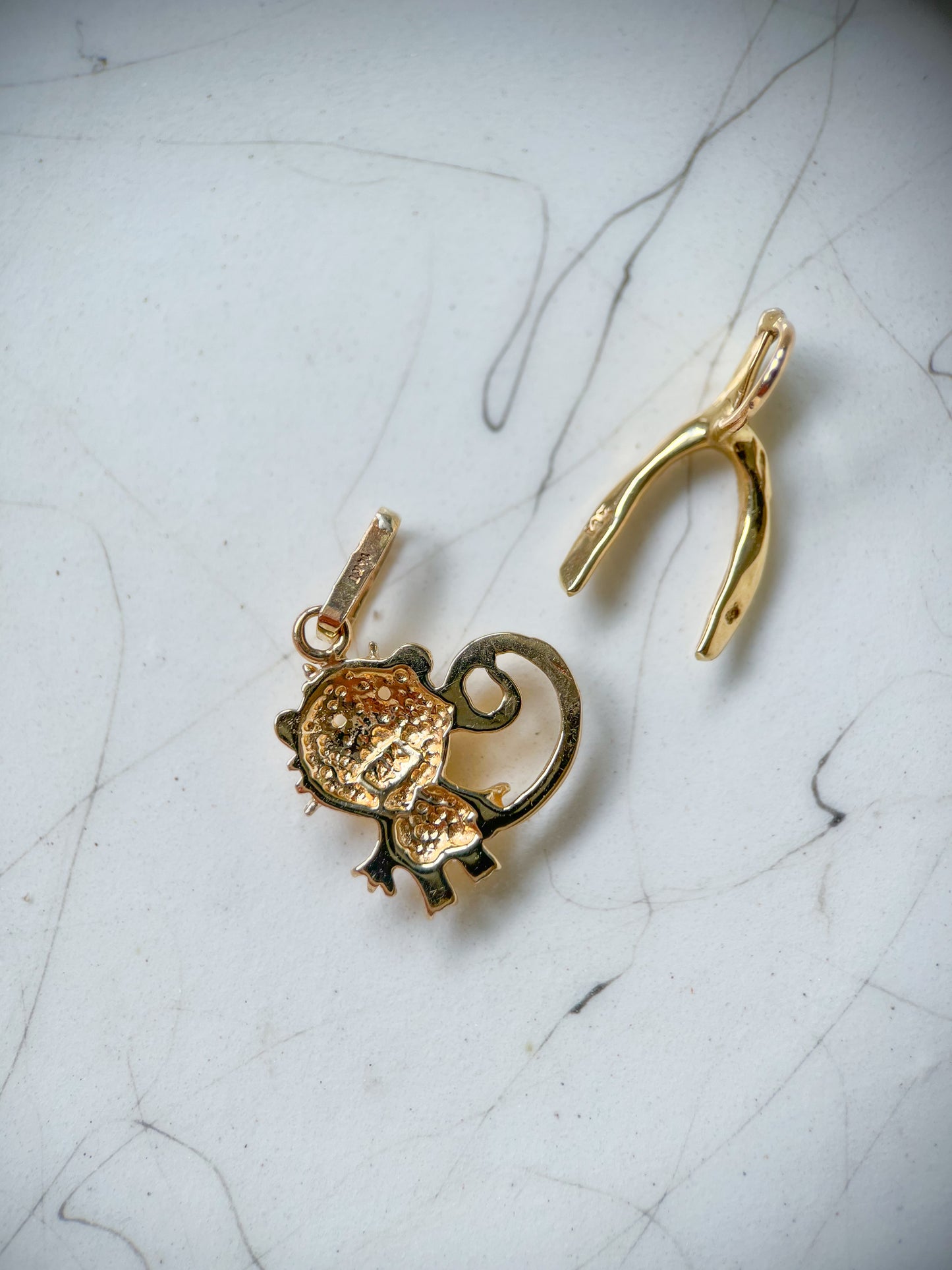 Vintage Monkey 14k Yellow Gold Charm
