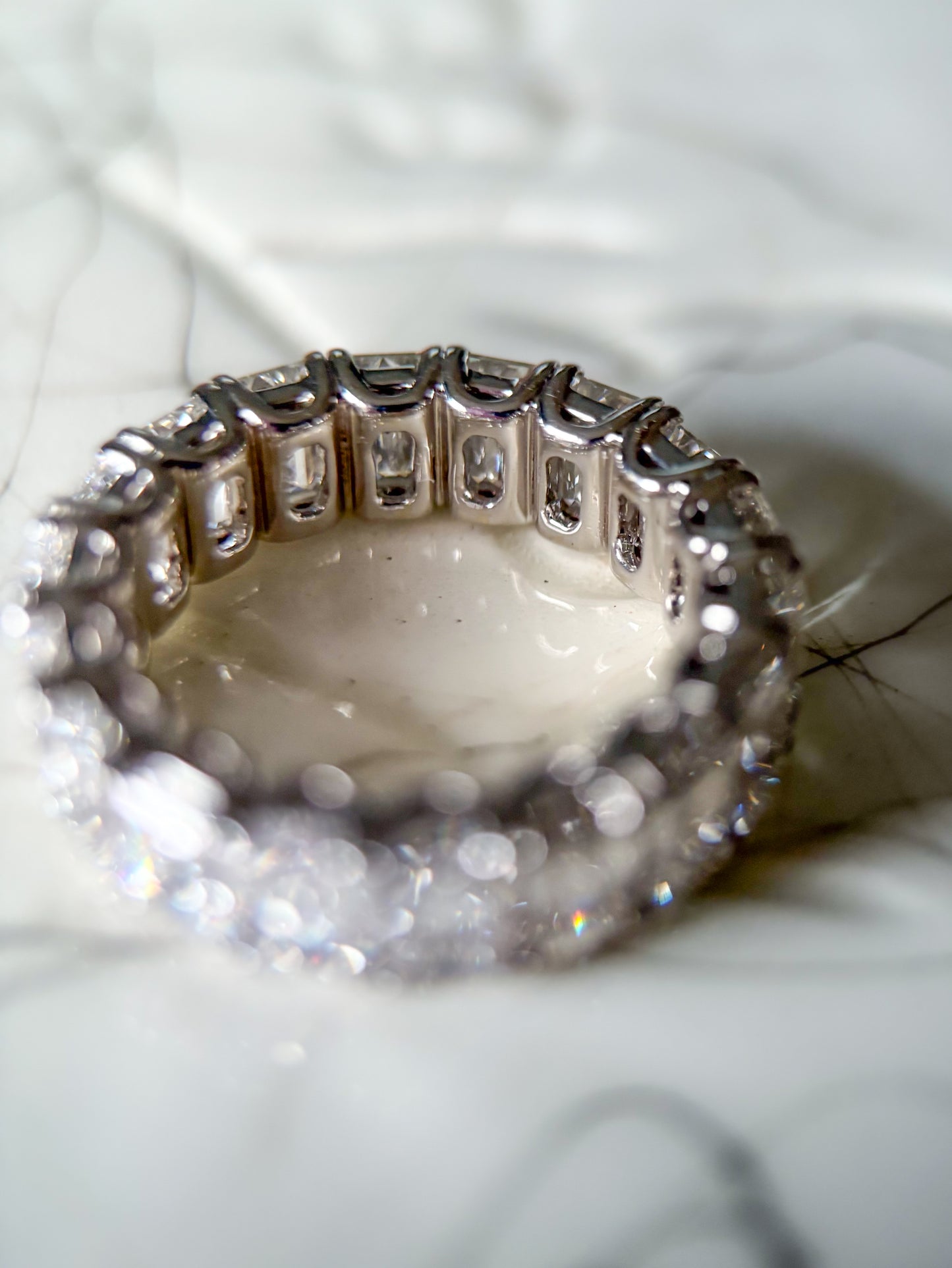 Lab Grown Diamond 14k White Gold Emerald Cut 9 Carat Eternity Band