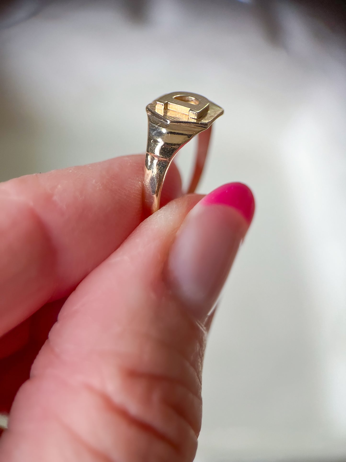 Vintage Signet Pinky Ring Initial "D" 14k Yellow Gold Ring
