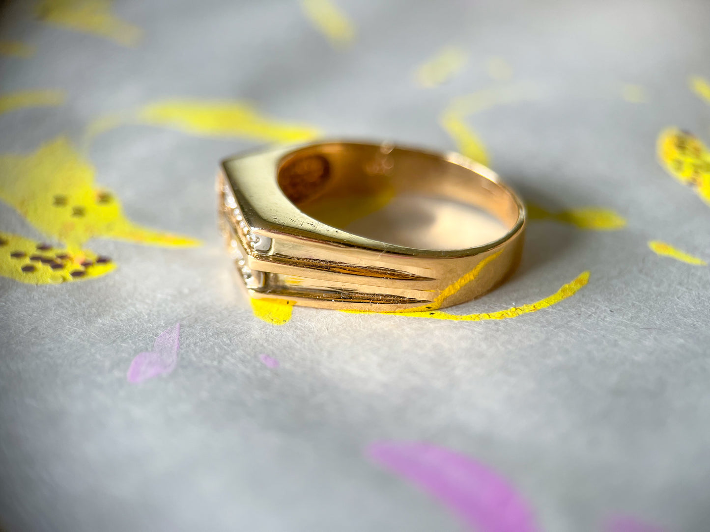Vintage Natural Diamond 14k Yellow Gold Ring
