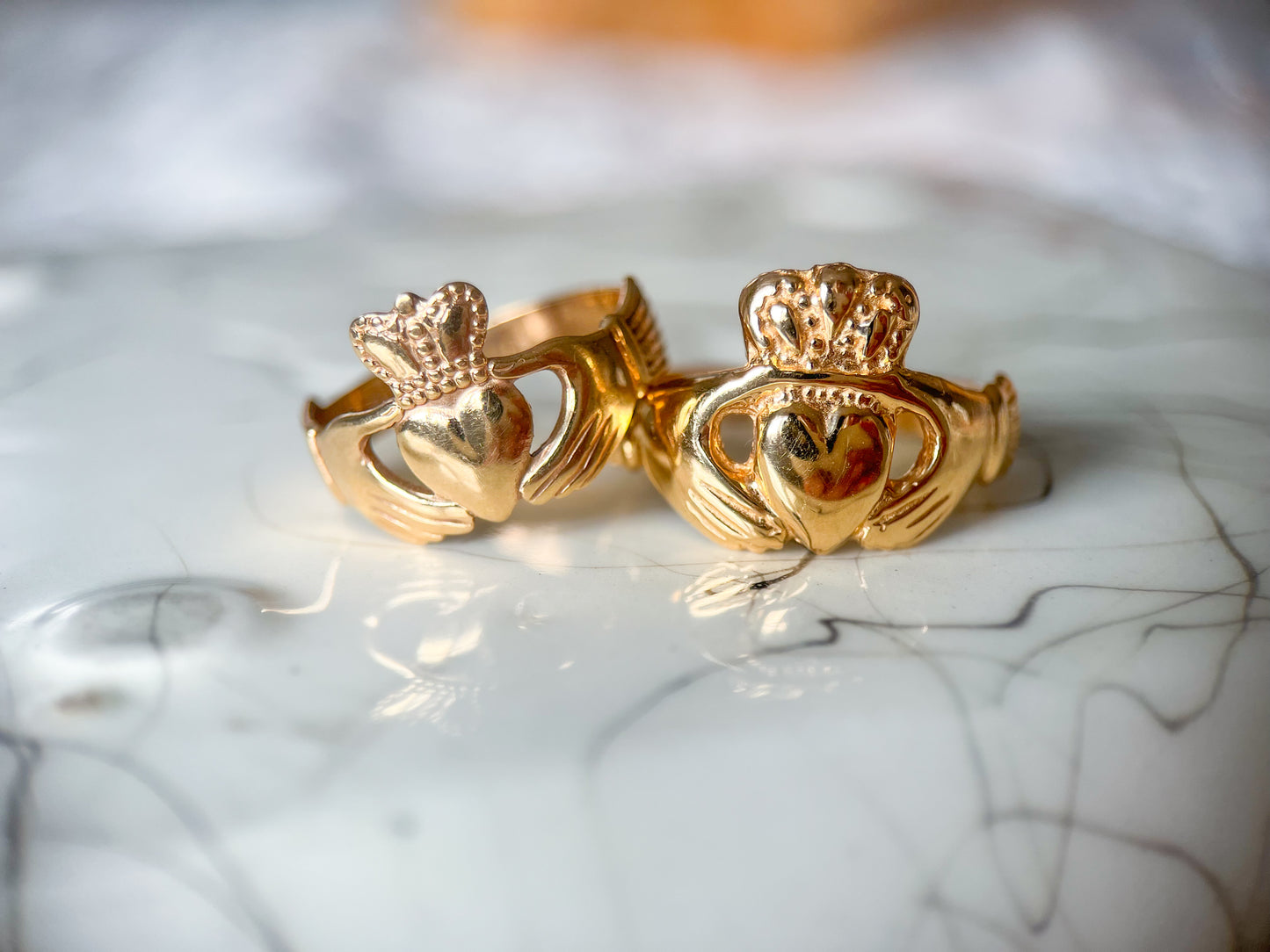 Vintage Claddagh Irish Heart Ring in 9k and 14k Yellow Gold