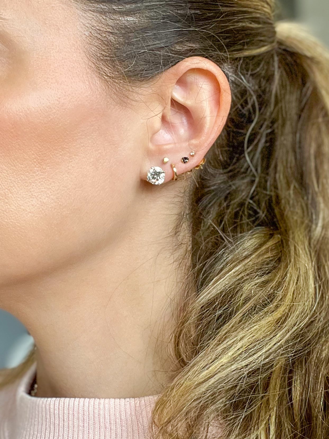 Lab Grown 4 Carat Total Weight Round Diamonds 14k White Gold Stud Earrings